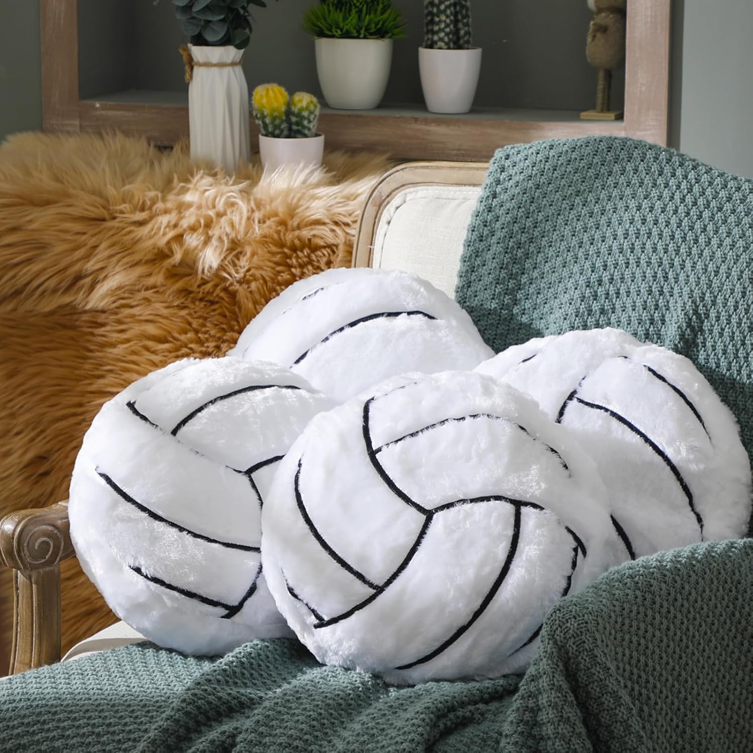 Gerrii 4 Pcs Volleyball Plush Throw Pillow