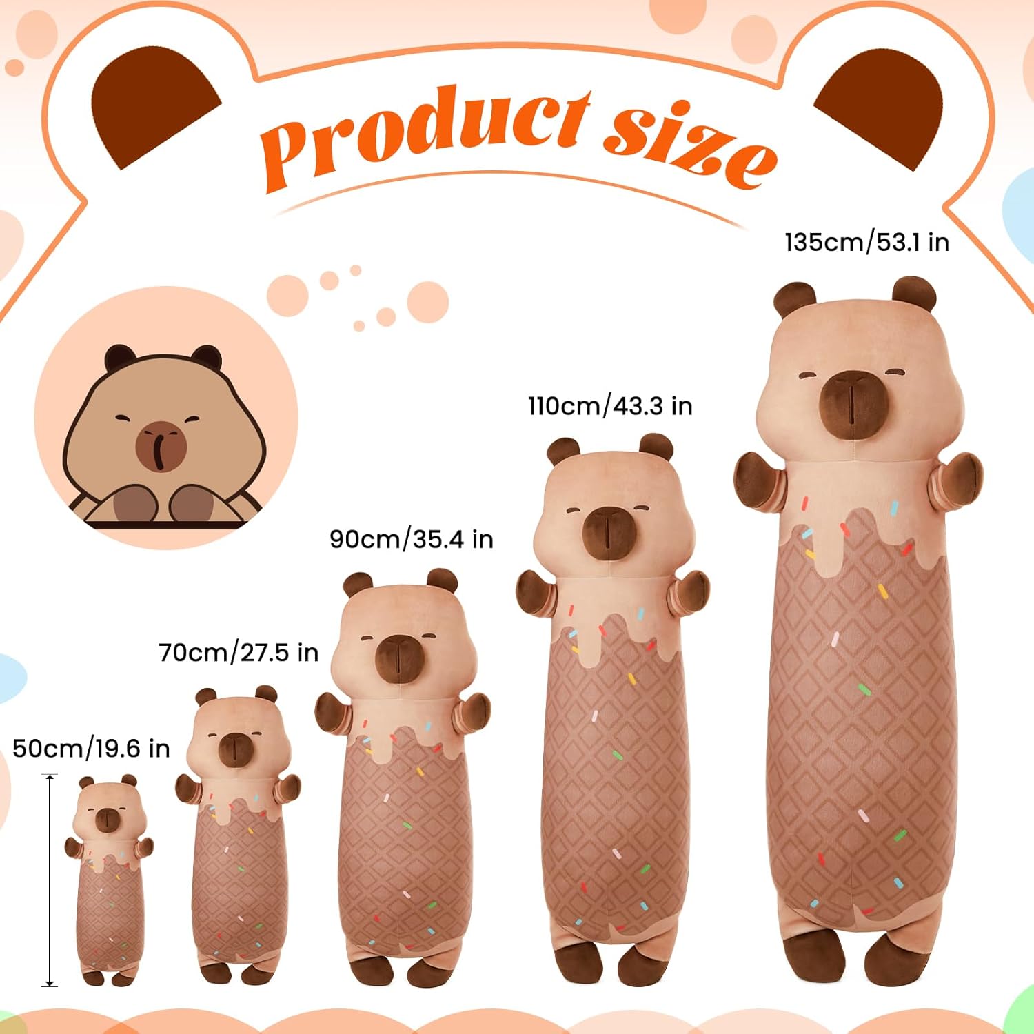MINISO Capybara Plush Pillow Stuffed Animal 20 Inch