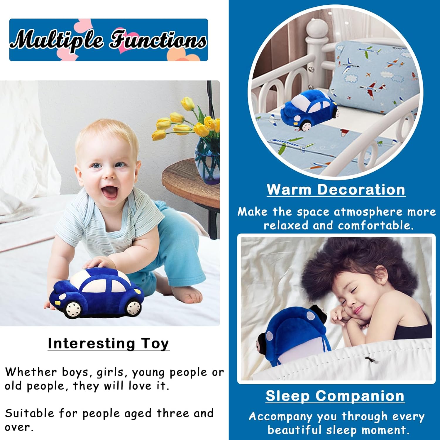 Zhidiloveyou Car Shaped Plush Pillow Toy for Kids