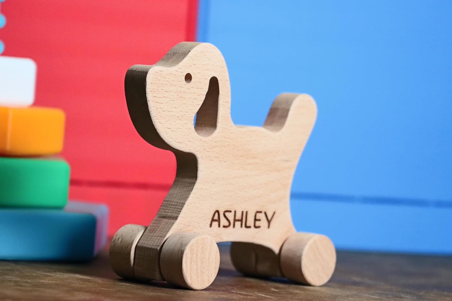 Wooden Squirrel Push Toy Handmade Baby Gift