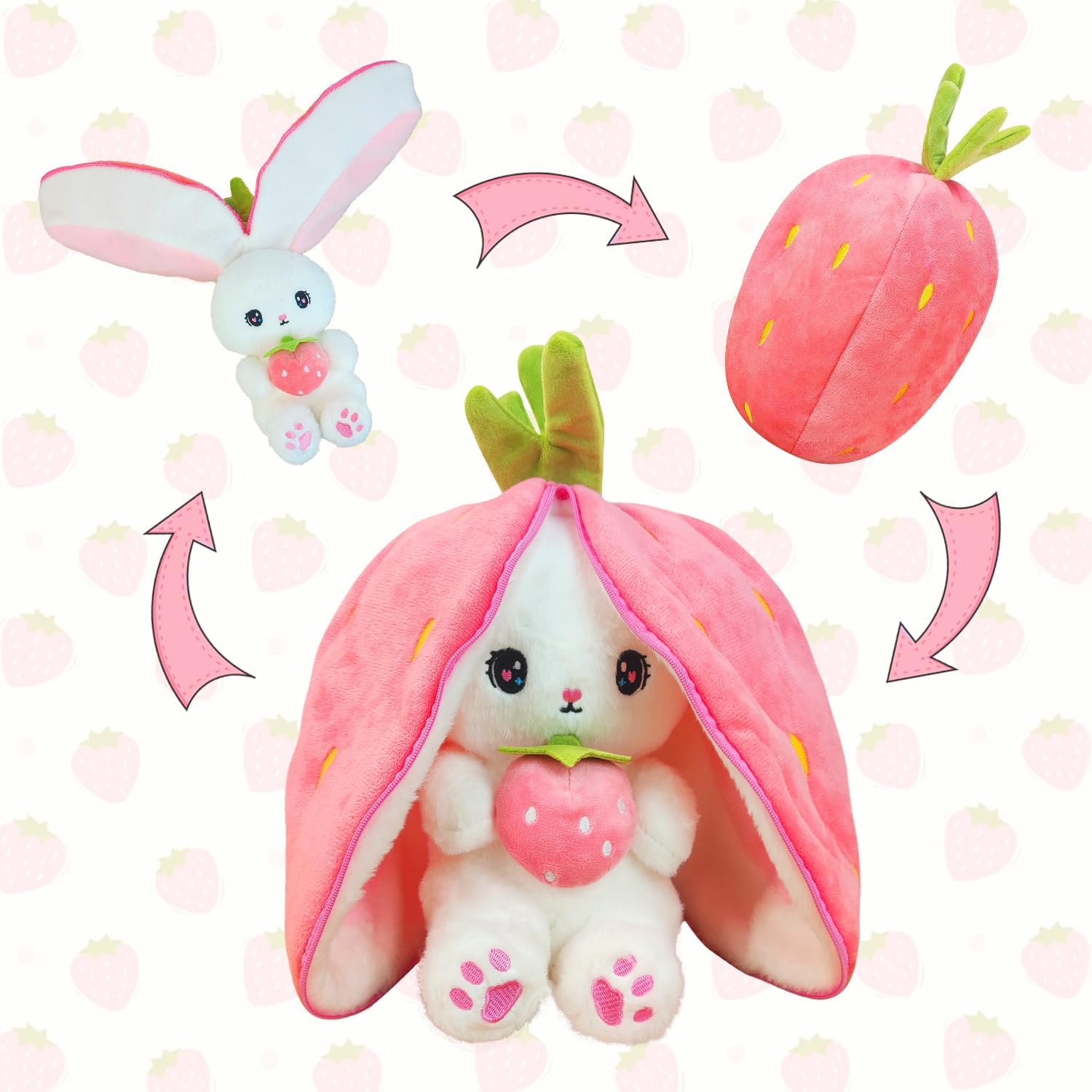 YUMEYA Cuddle Bunny Plush Pillow Reversible Kawaii Toy