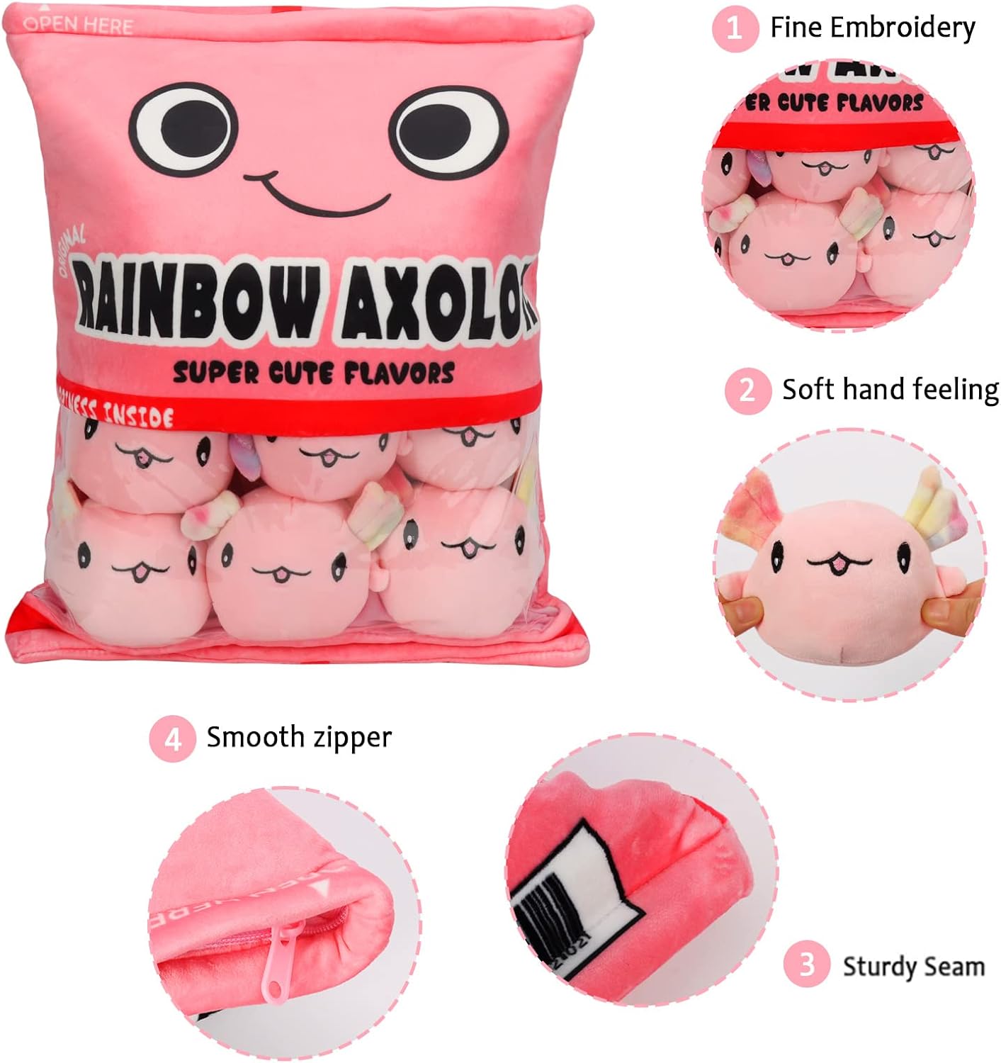 NUKBIL Axolotl Plush Pillow 6pcs Pink