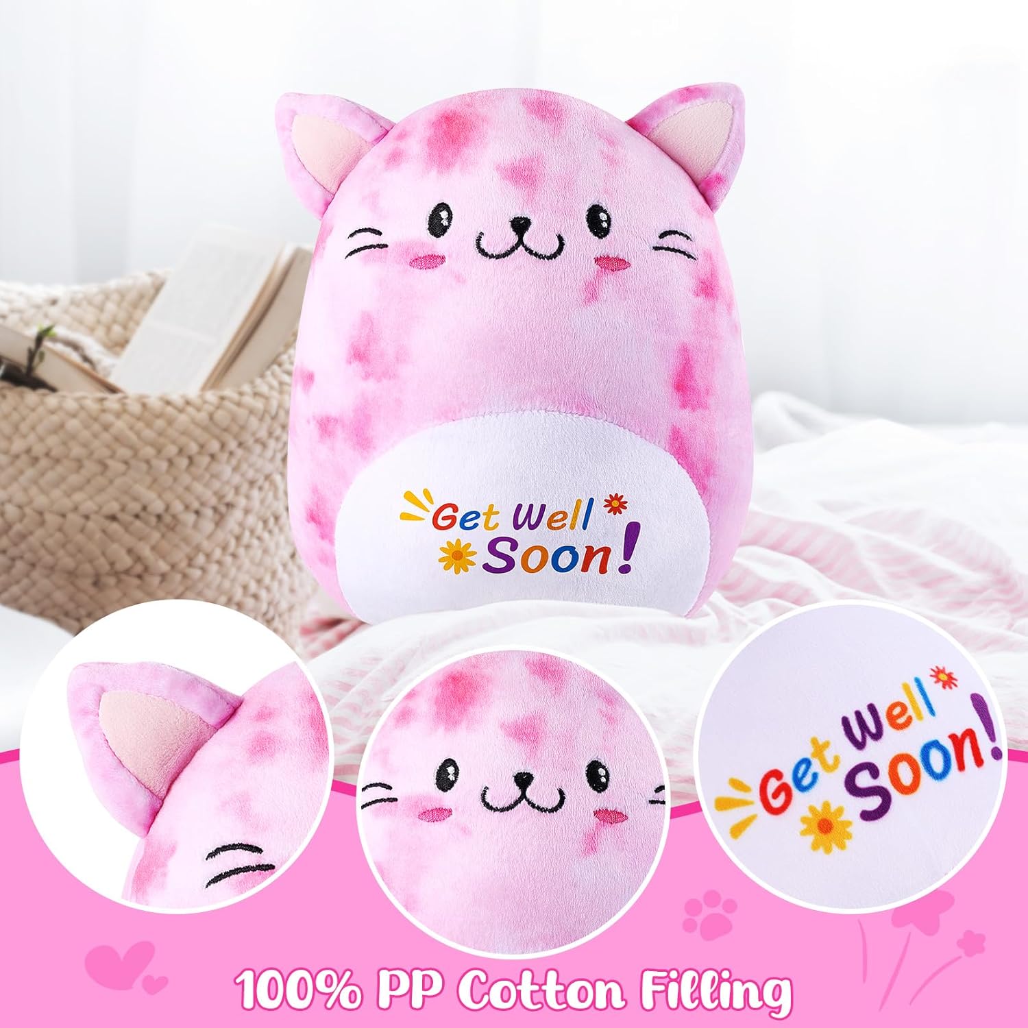 Get Well Soon Cat Plush Hug Pillow Toy Gift