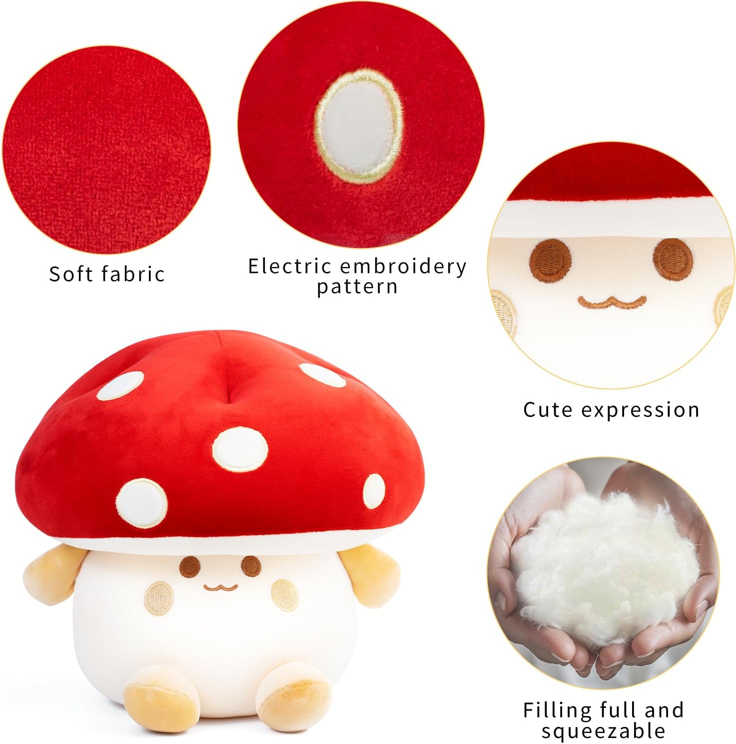 Nuokin 12 Inch Cute Mushroom Plush Pillow Toy