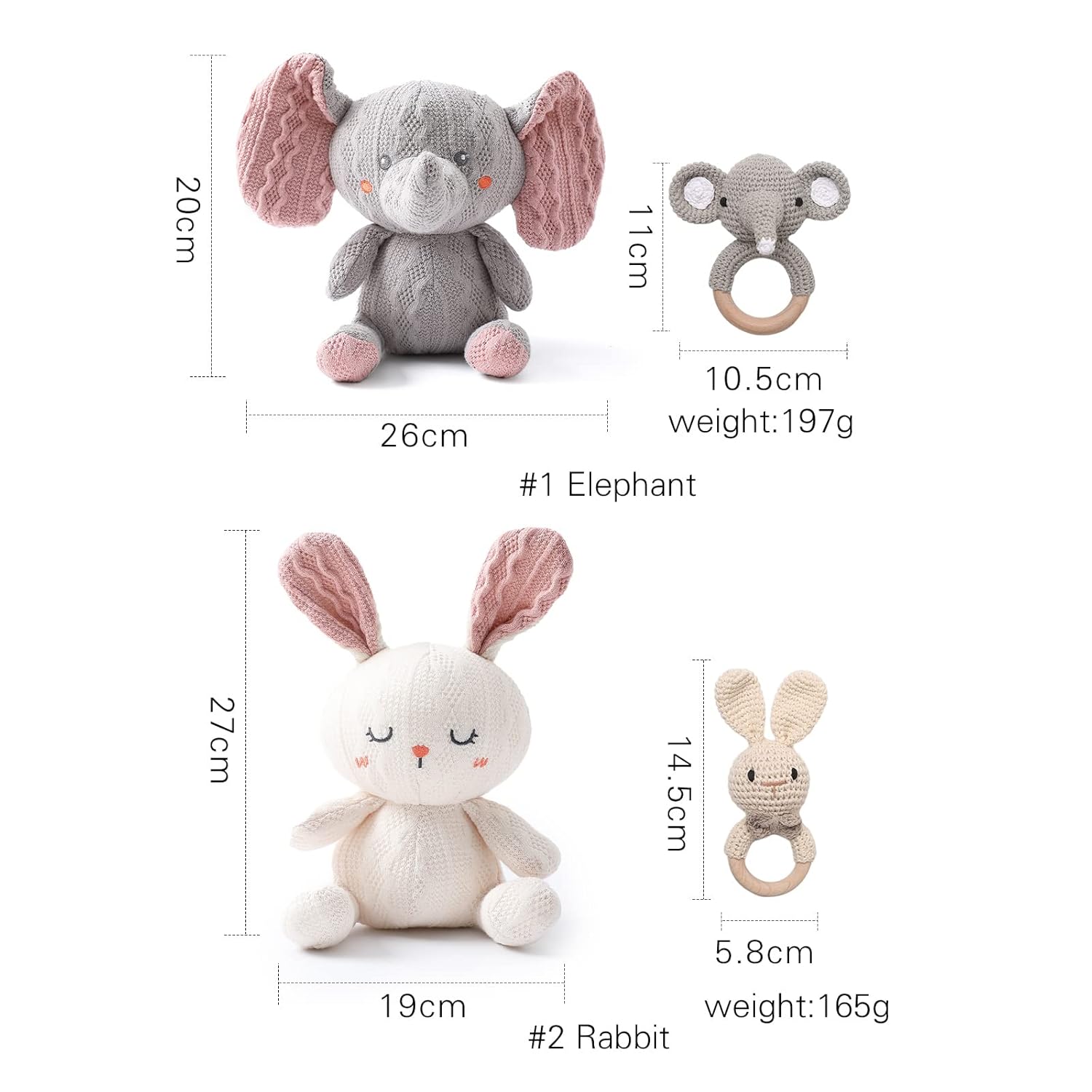 Samonyed Handmade Wooden Baby Elephant Rattle