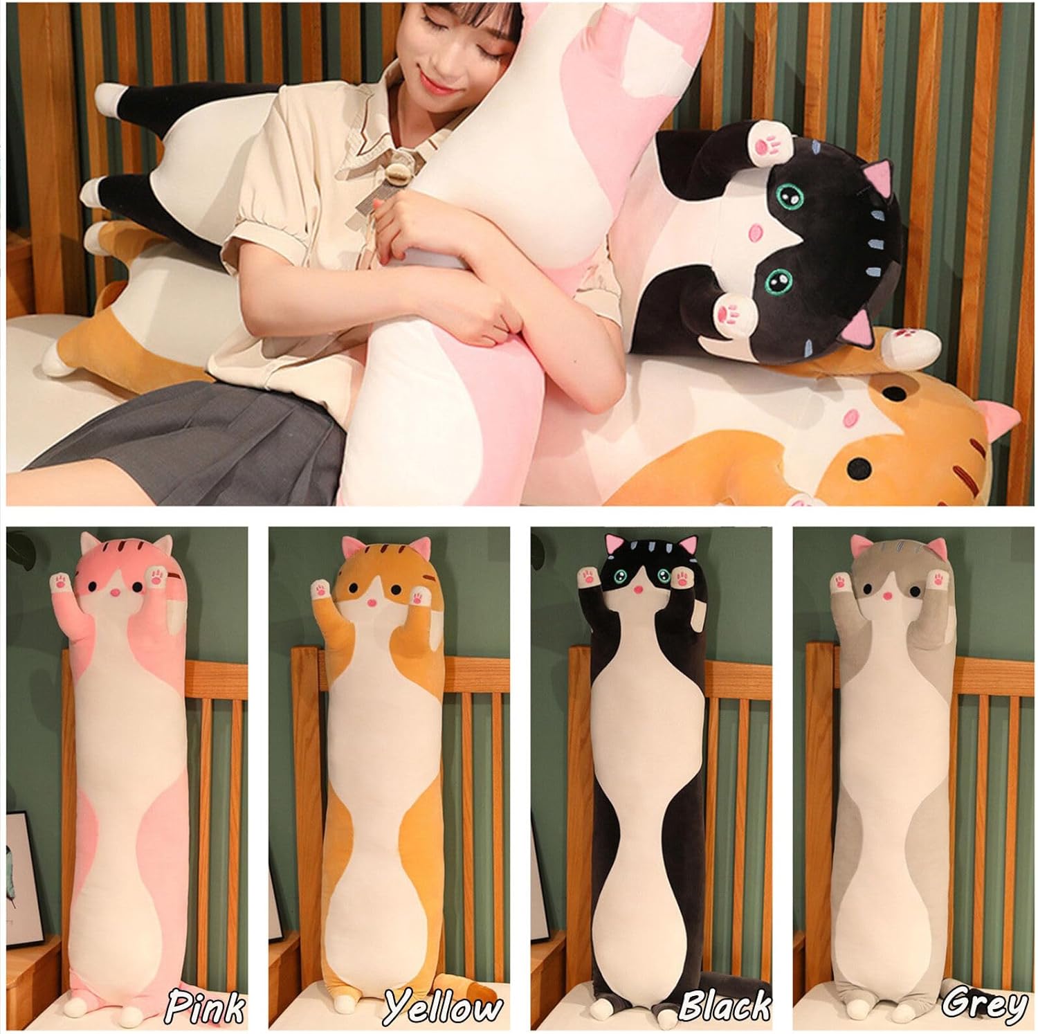 Somao Long Cat Plush Pillow Soft Hugging Pillow for Kids