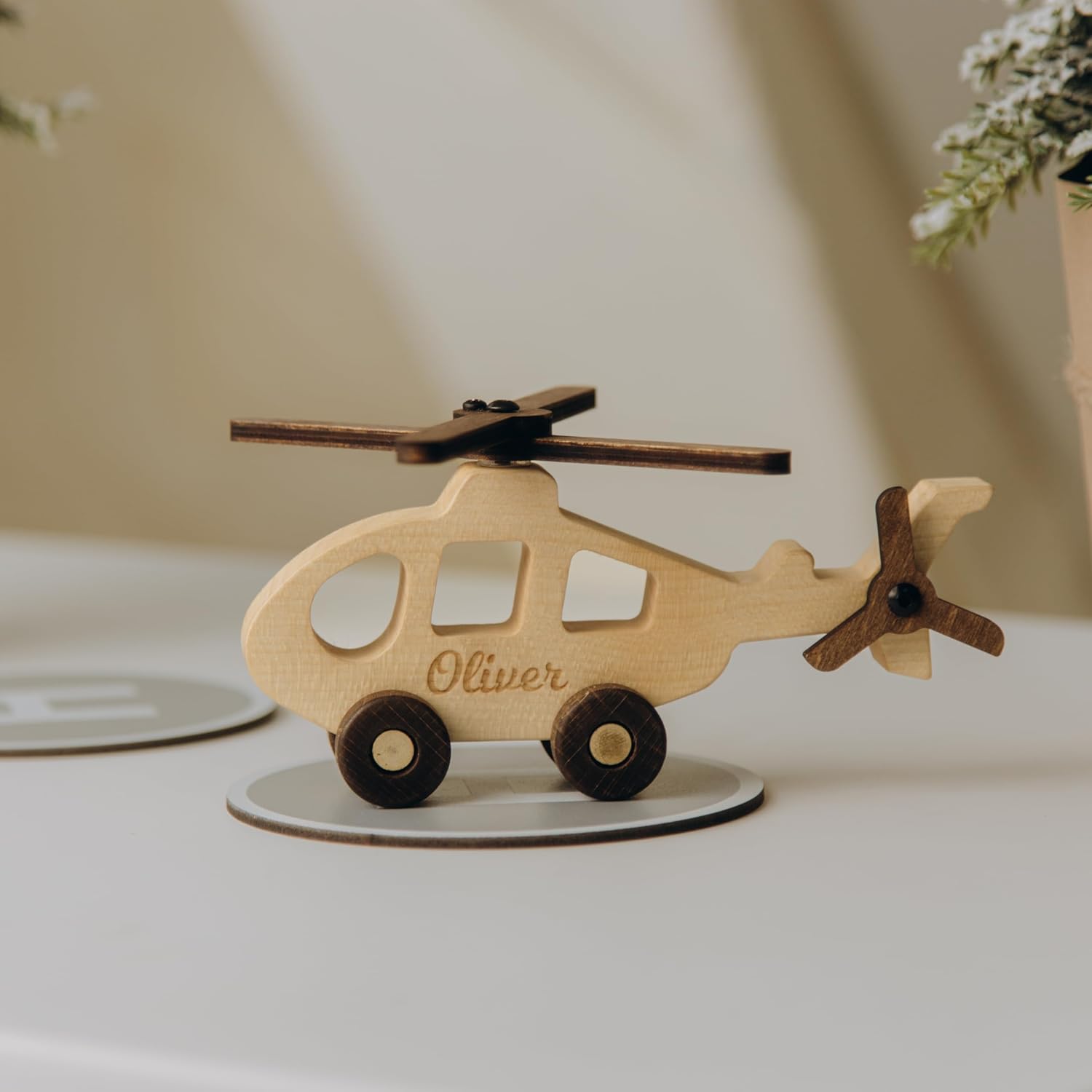 Personalized Wooden Toy Airplanes and Cars for Toddlers