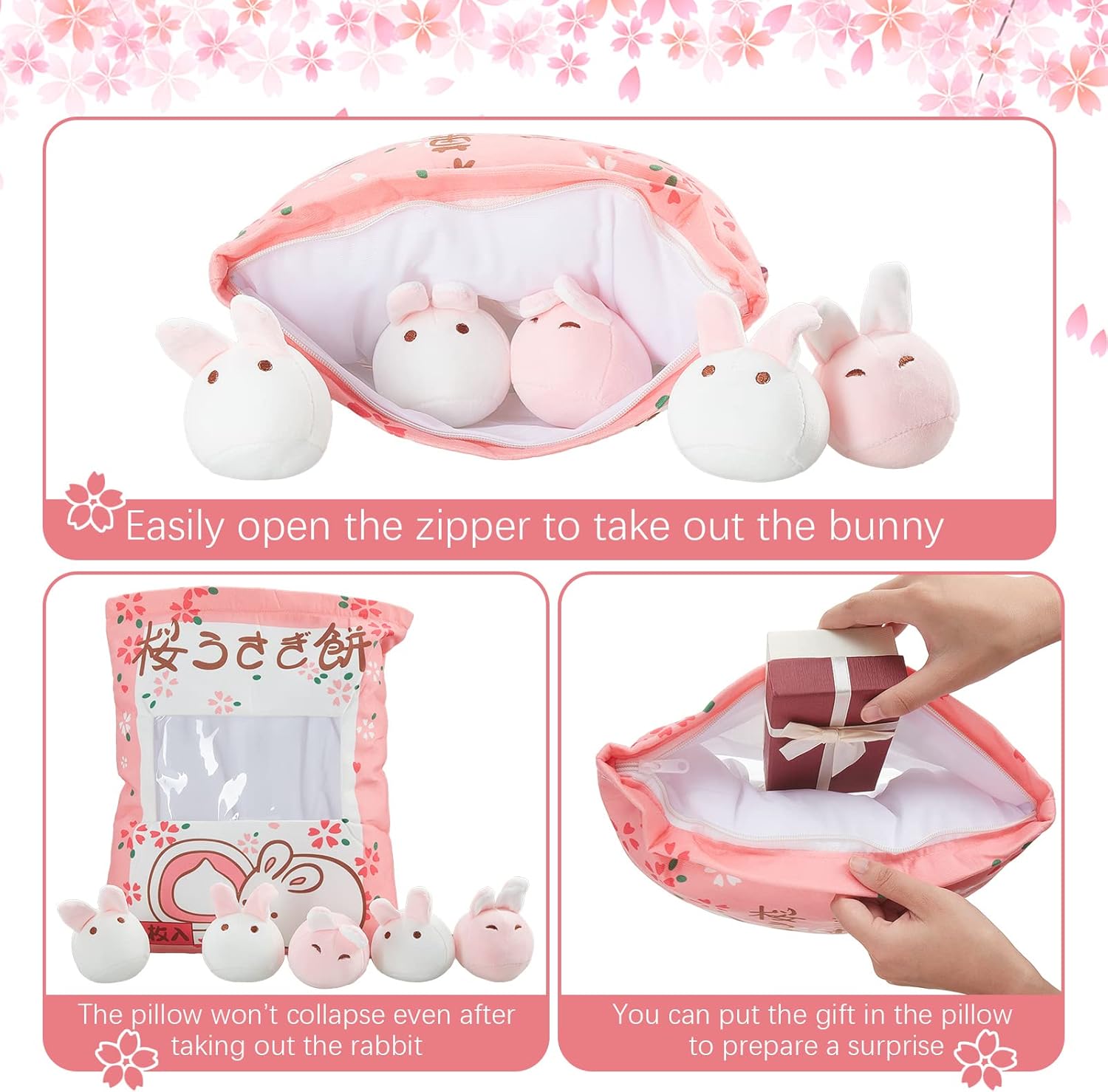 Civaner Kawaii Bunny Plush Pillow Decor