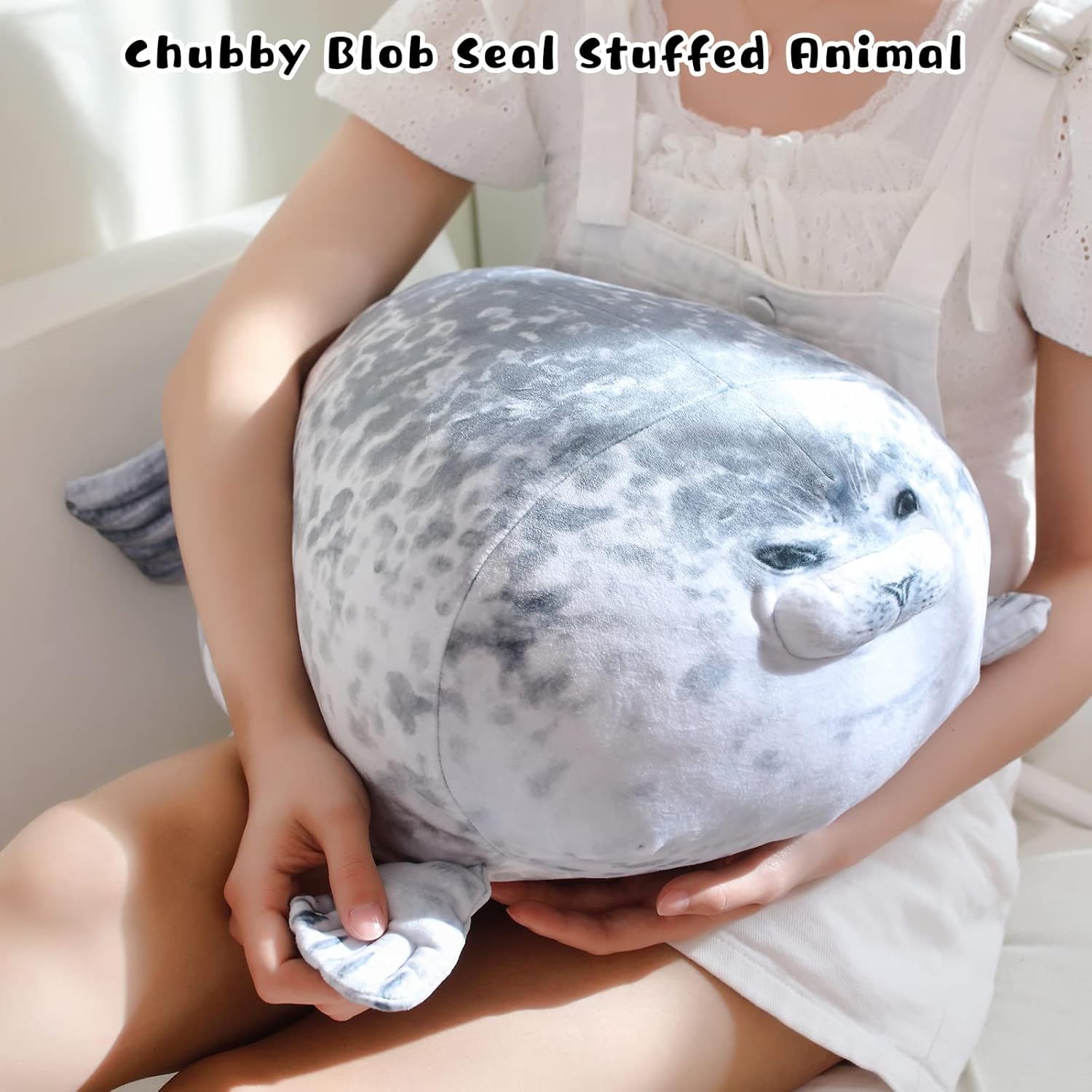 Chubby Blob Seal Pillow with 4 Baby Plushies