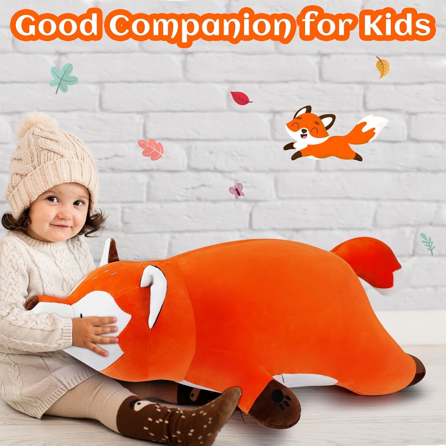 Cute Giant Orange Foxy Plush Pillow