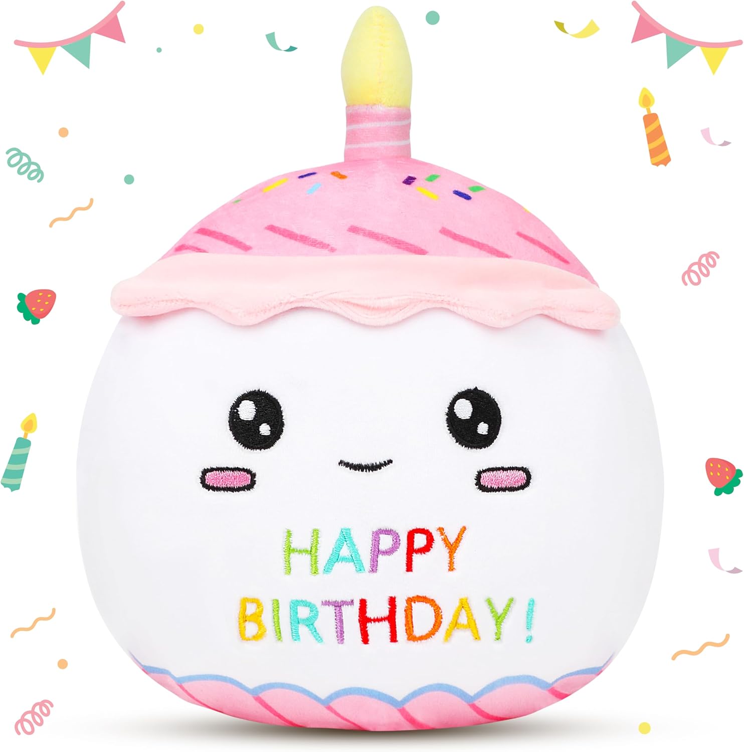 Easfan Birthday Cake Plush Pillow Stuffed Animal