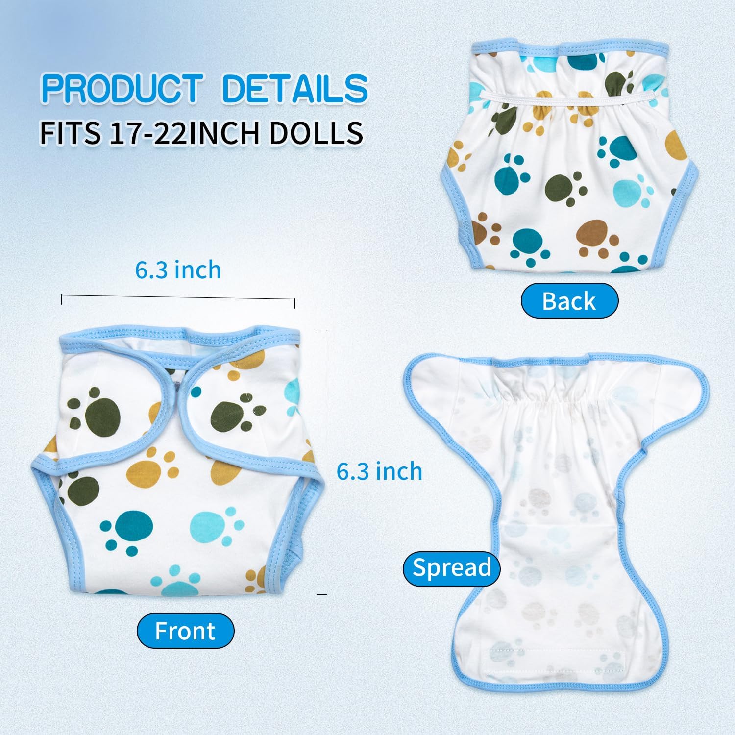 PEDOLLTREE 4 PCS Reborn Baby Diapers Underwear Set