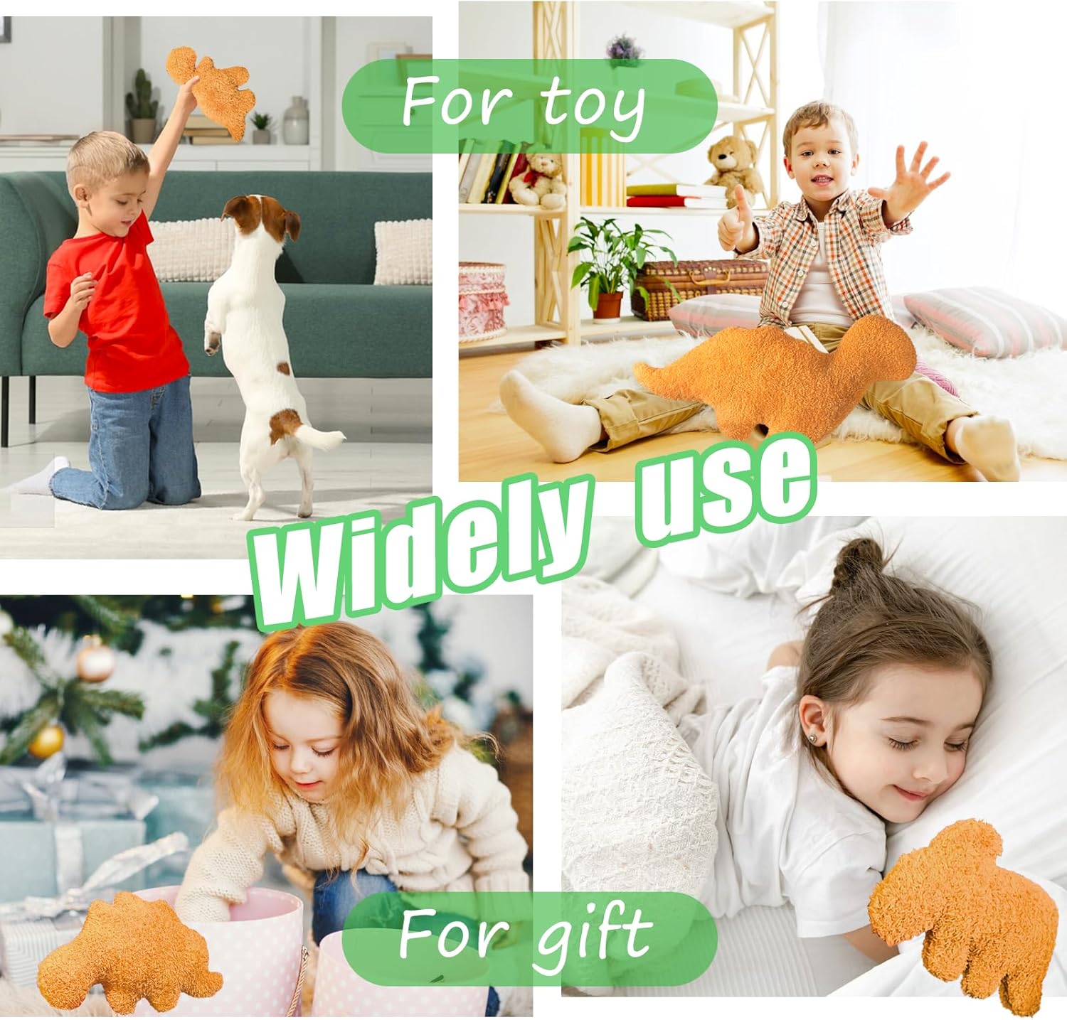 4 Pack Dino Nugget Pillow Set with Plush Toys