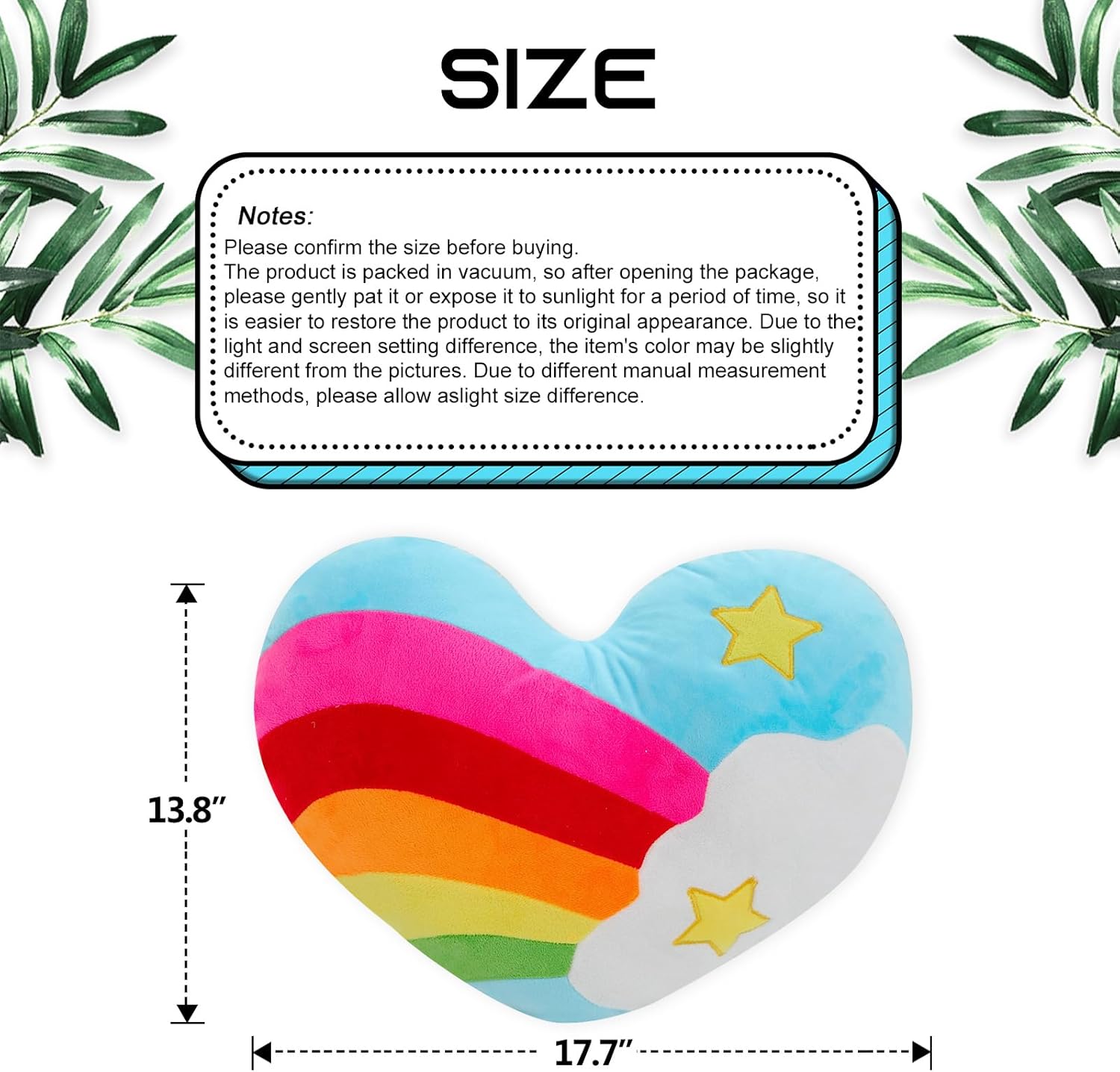 177 X 138 Heart Pillow Plush Toy with Rainbow Pattern