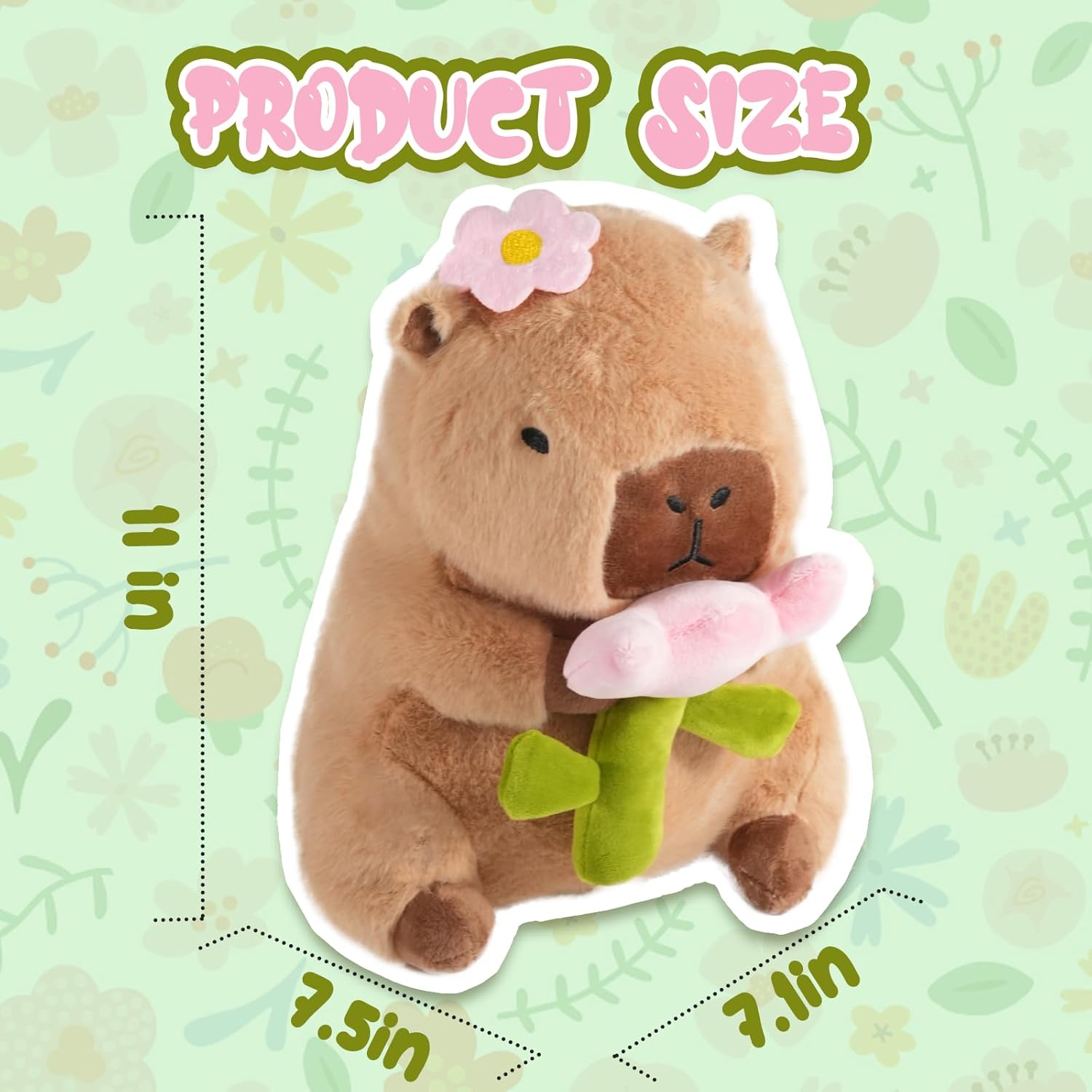 Flower Capybara Plush 11 Inch Cute Stuffed Animal Pillow