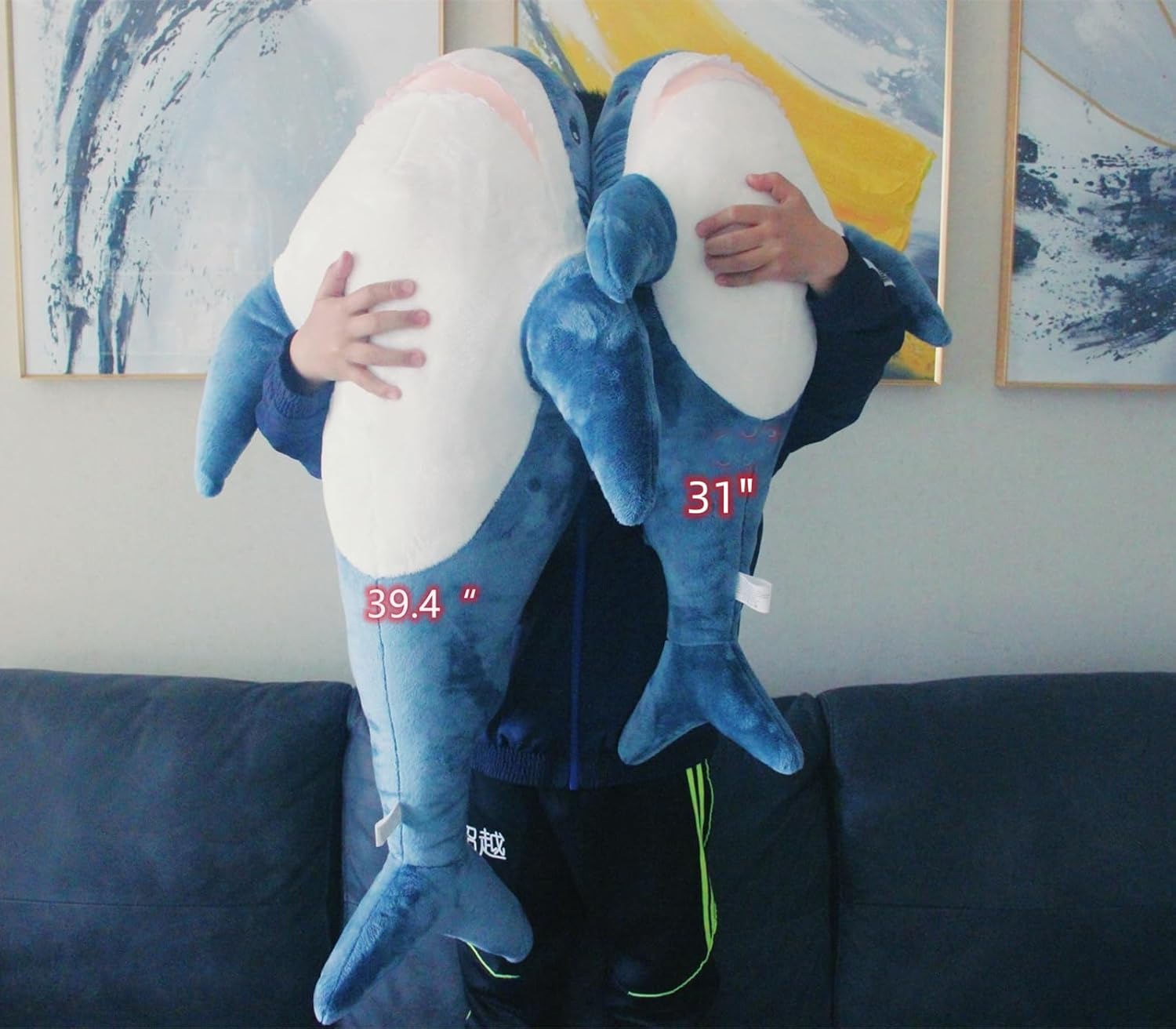 Ryttir 31 Inch Big Shark Plush Pillow