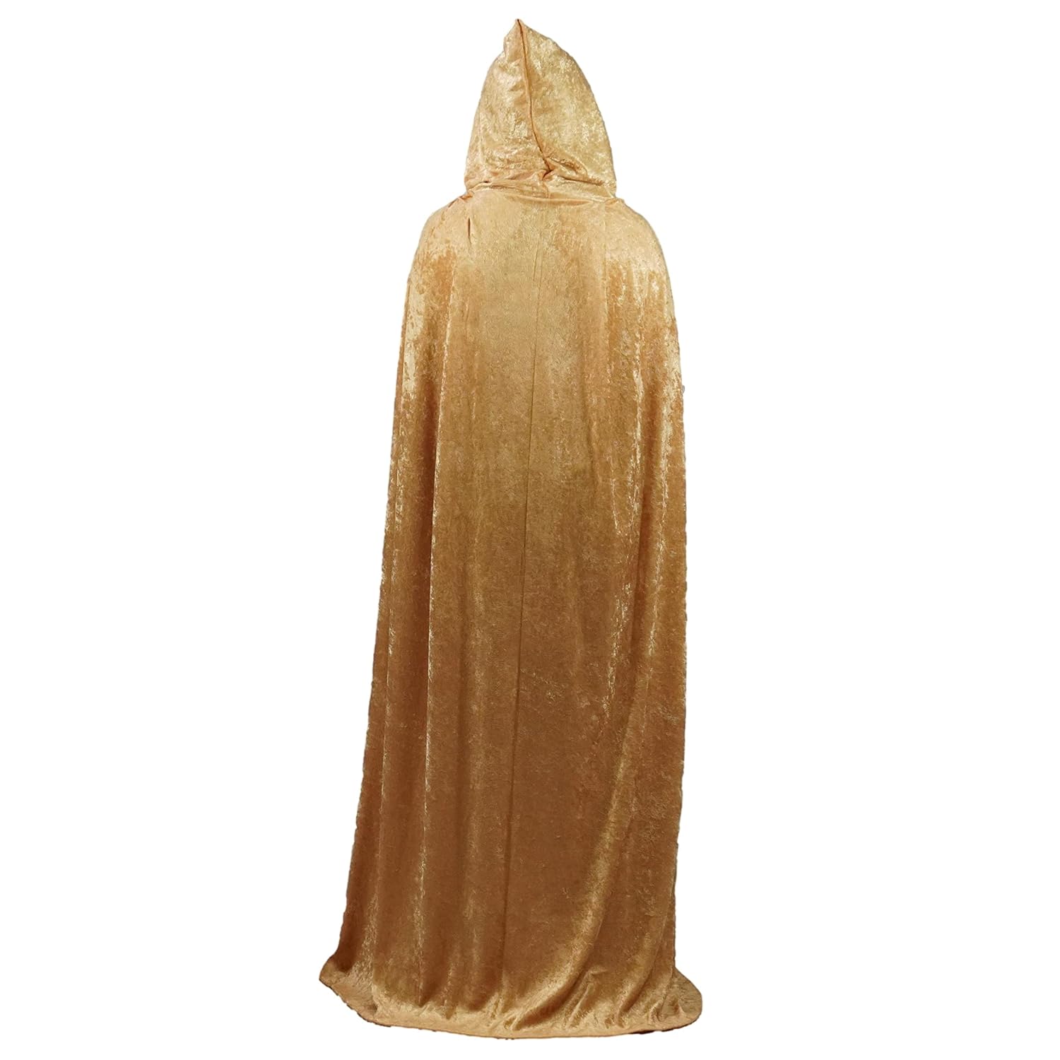 Gold Crushed Velvet Full Length Hooded Cape for All Sizes