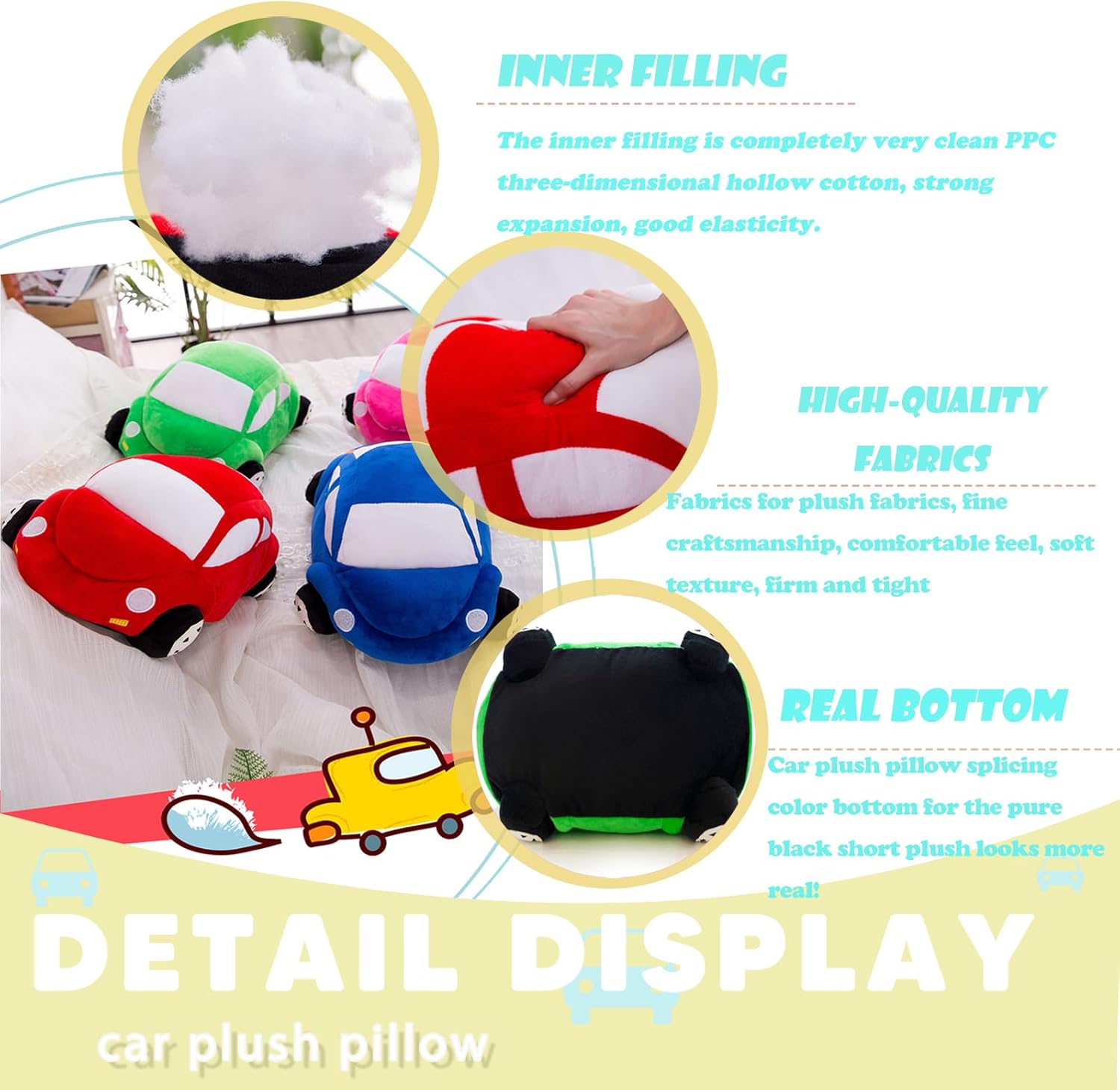 CHELEI2019 Blue Car Plush Pillow Toy 126 Inch