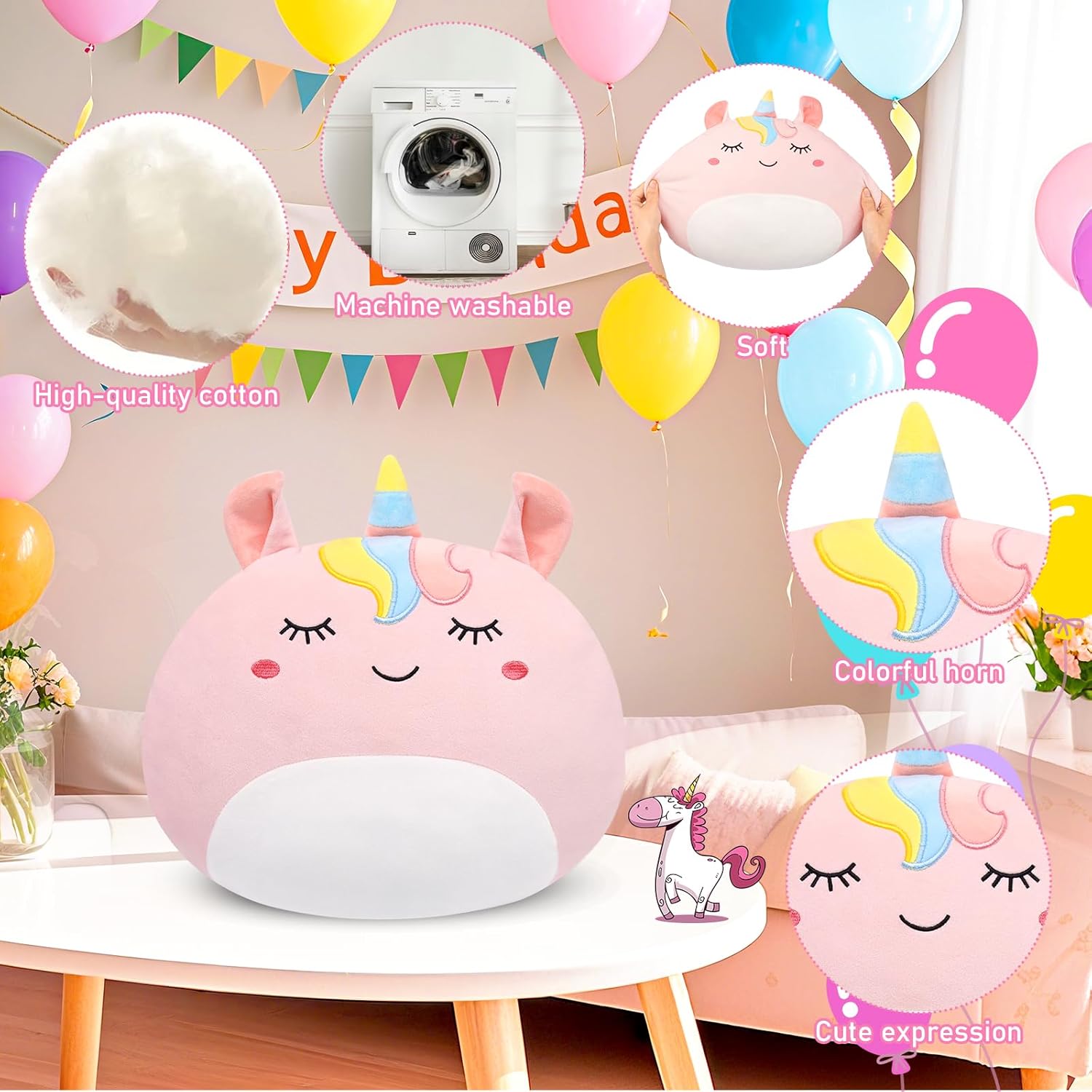 Slojkardon 12 Inch Pink Unicorn Plush Pillow Toy