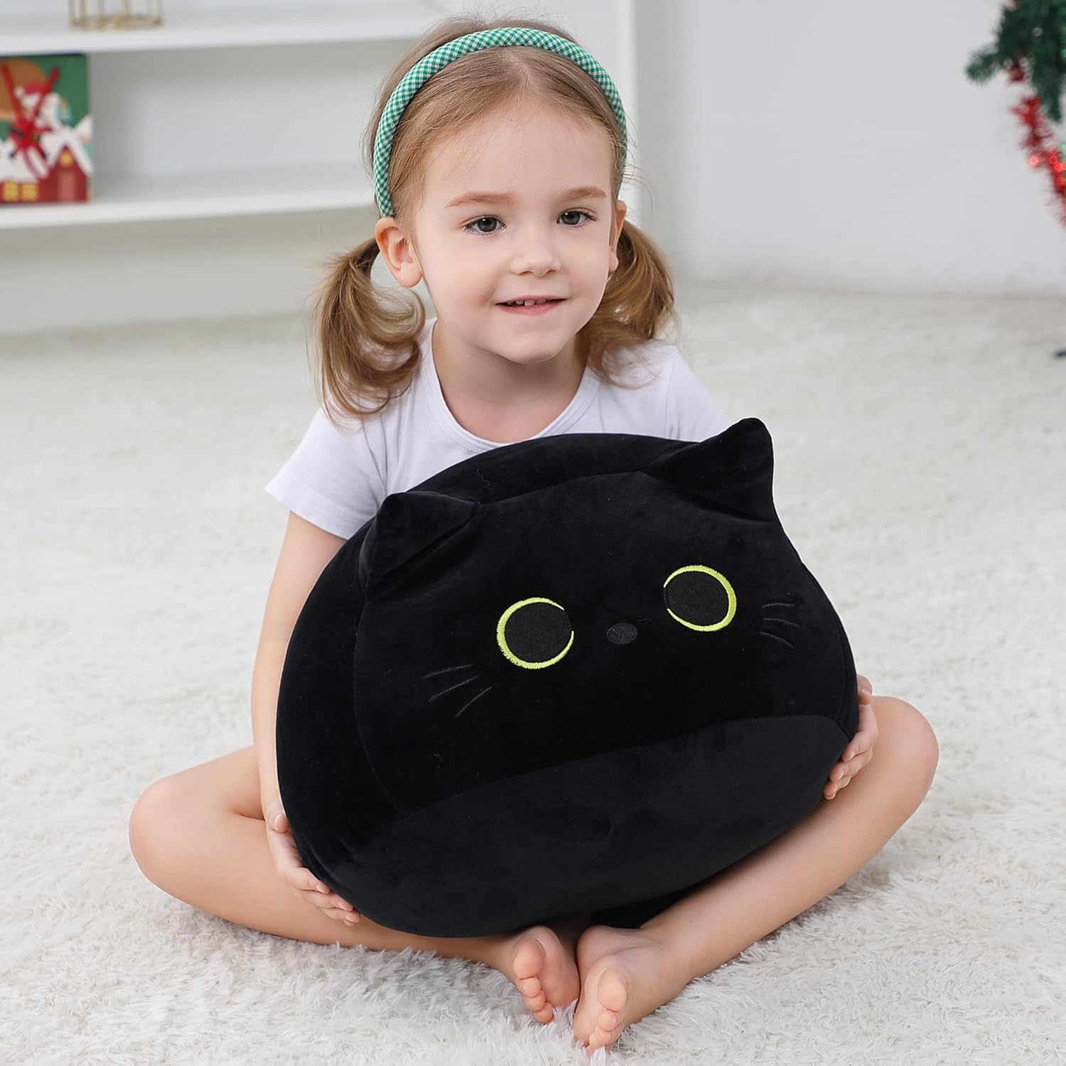 Black Cat Plush Pillow 16-Inch Soft Plush Toy