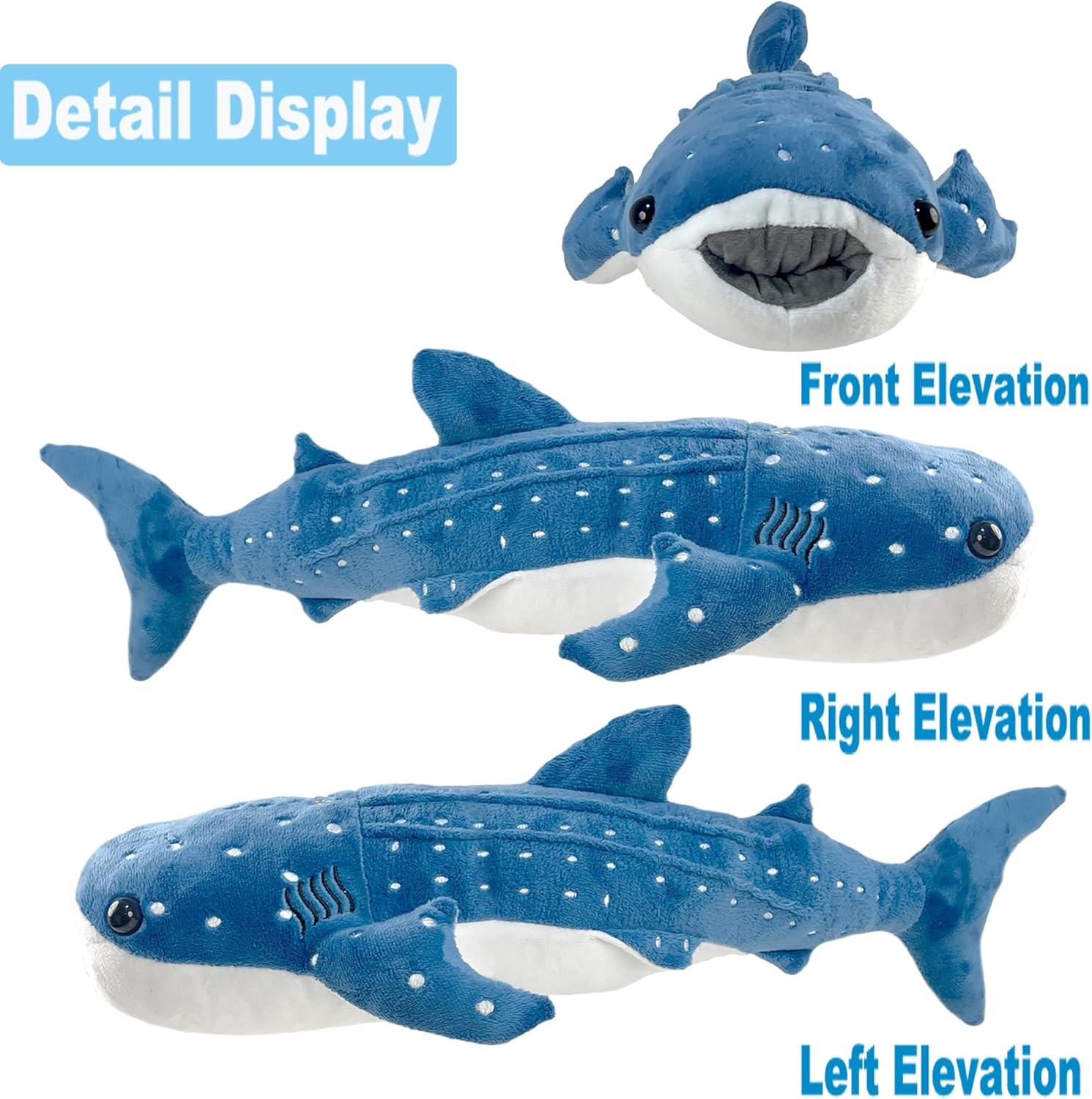39-Inch Whale Shark Plush Pillow Toy