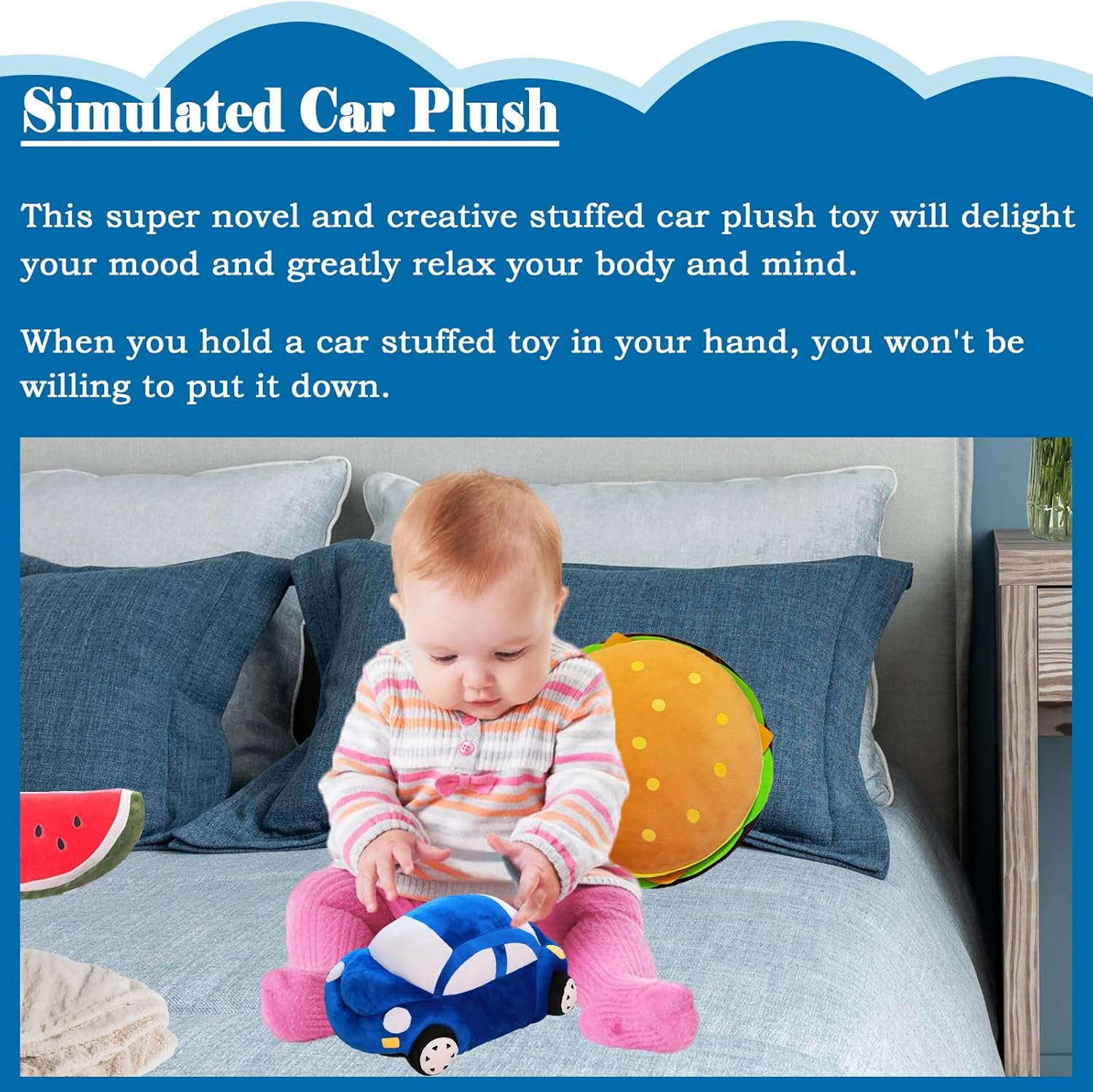 Zhidiloveyou Car Shaped Plush Pillow Toy for Kids
