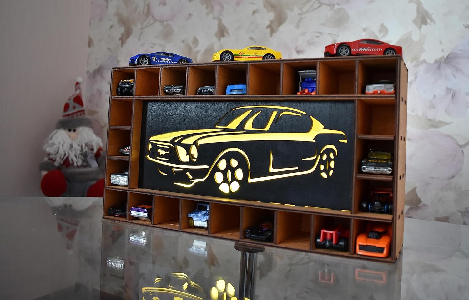 Premium Wooden Toy Car Parking Storage for Kids
