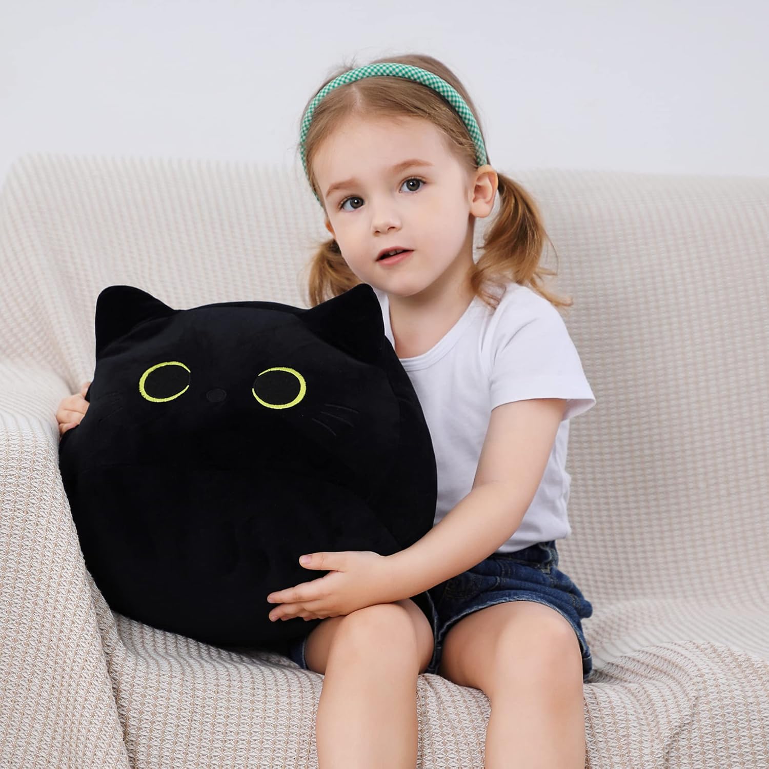 Black Cat Plush Pillow 16-Inch Soft Plush Toy