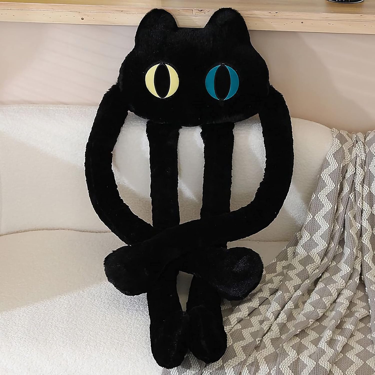 Long Cat Plush Pillow 39 Kawaii Black Cat Stuffed Animal Toy