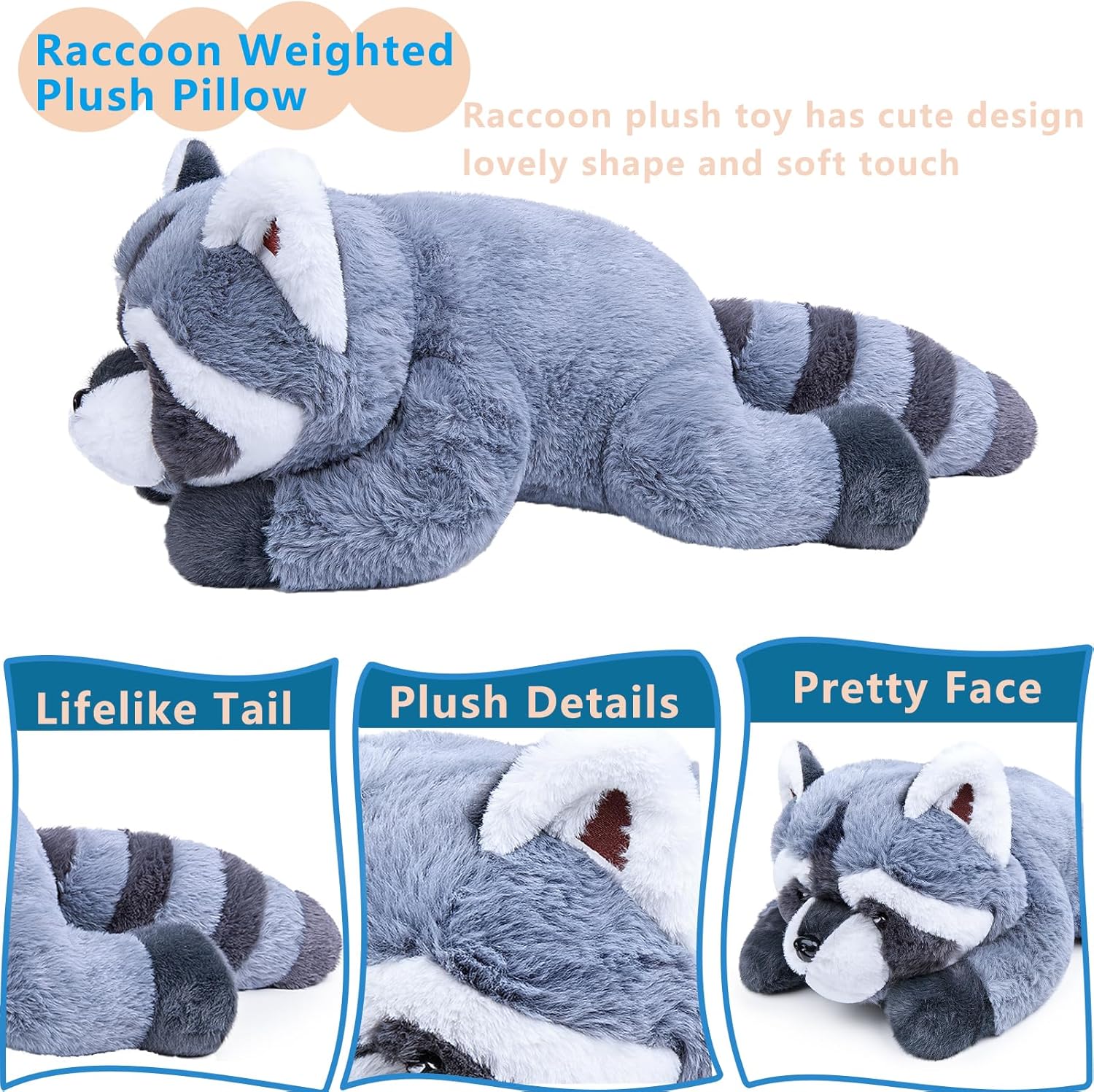 Capybaraflying Raccoon Weighted Plush Pillow