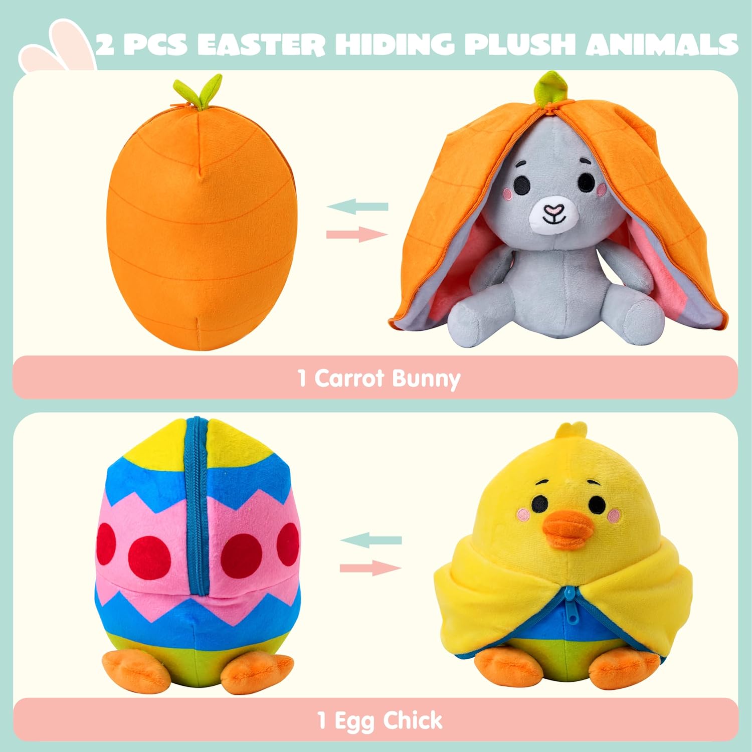 JOYIN 2 PCS Easter Plush Hiding Bunny Chick