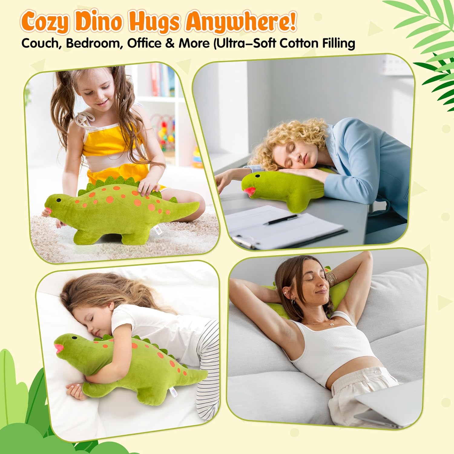BB FUN HOUSE Dinosaur Pillow Plush Green