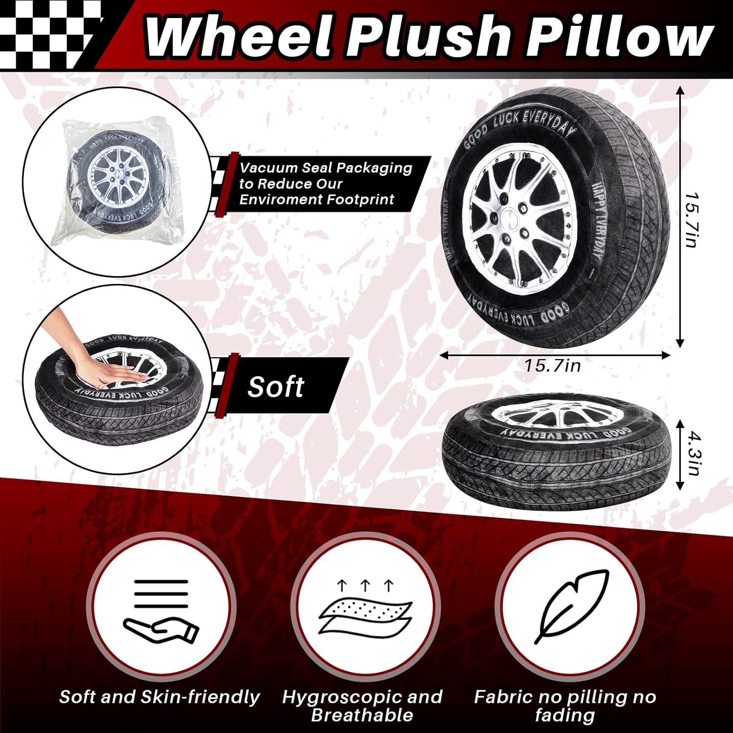 Meooeck 2 Pcs 157 Inch 3D Wheel Plush Pillow