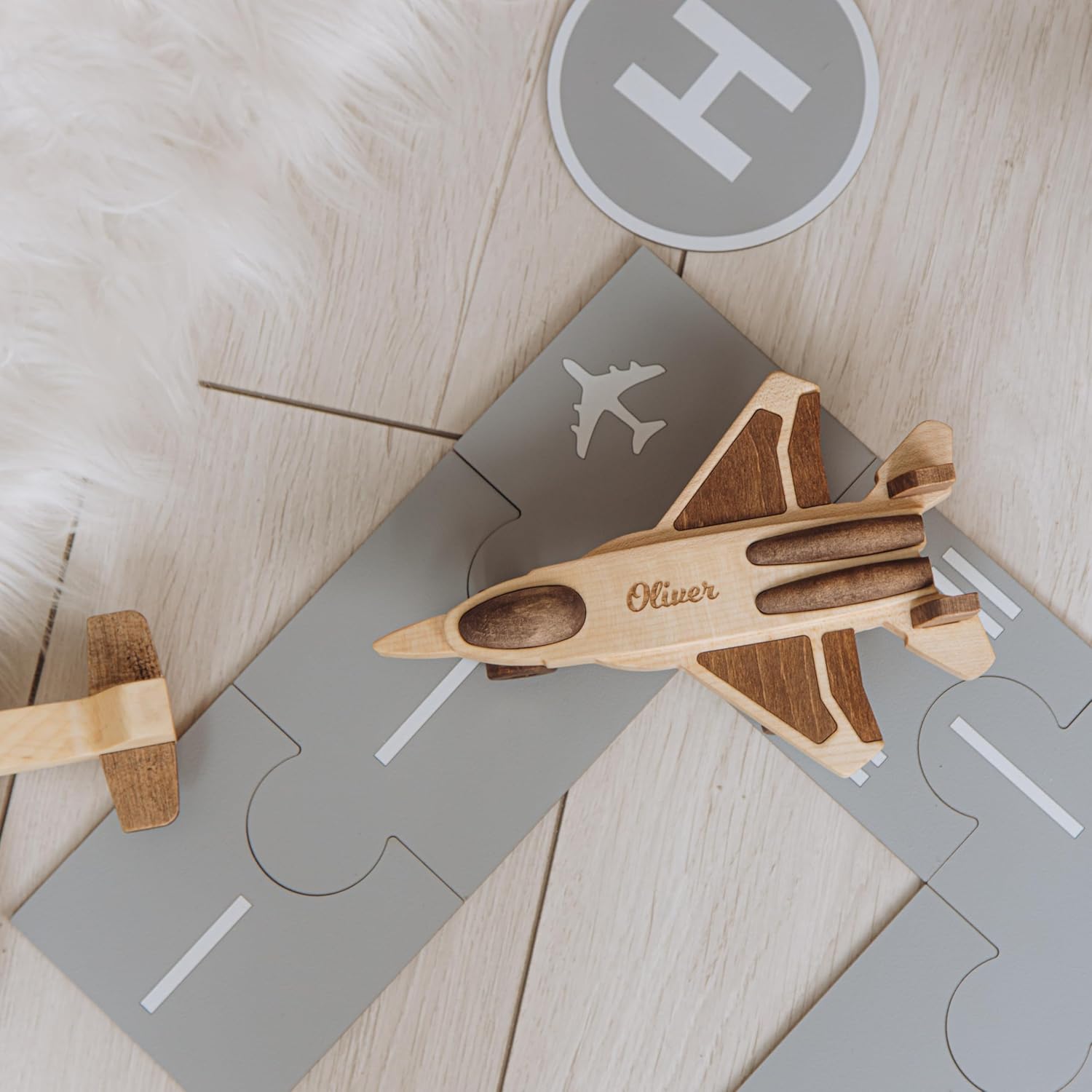 Personalized Wooden Toy Airplanes and Cars for Toddlers