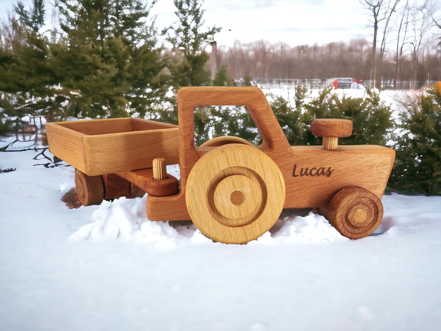 Personalized Wooden Tractor Toy For Boys - Farm Playset