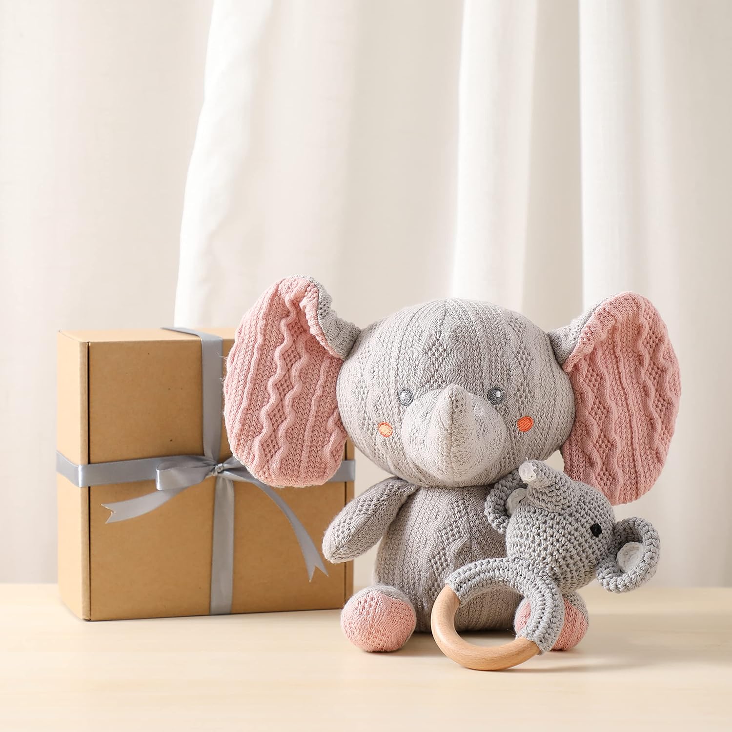 Samonyed Handmade Wooden Baby Elephant Rattle