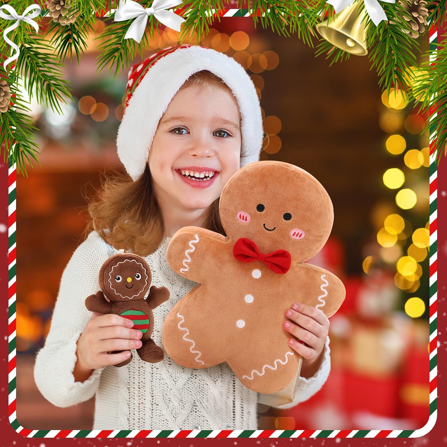 Christmas Gingerbread Man Plush Pillow Decor 1