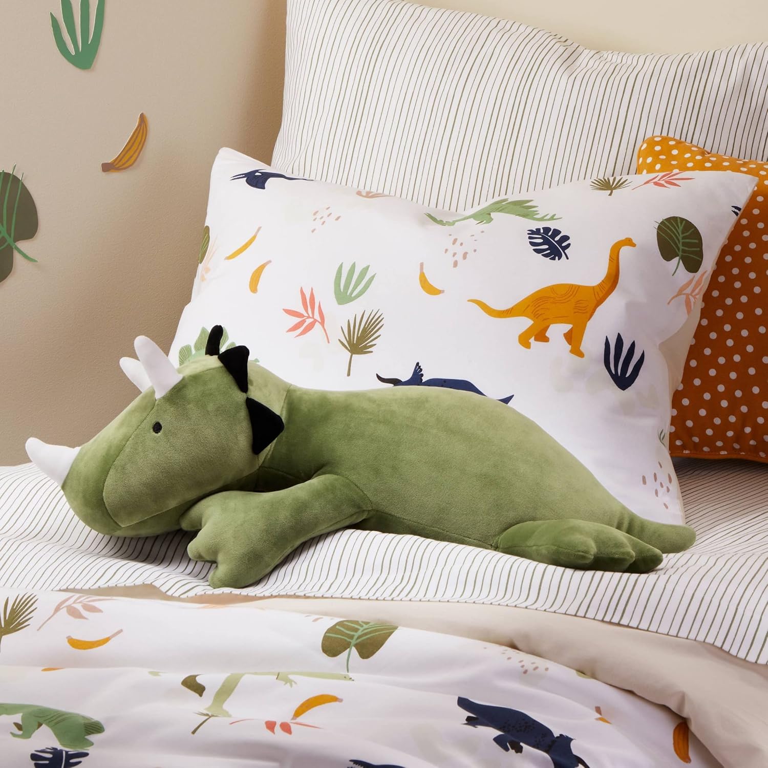 KOWSI Triceratops Weighted Plush Pillow - 16 Inch Dinosaur Snuggle Toy