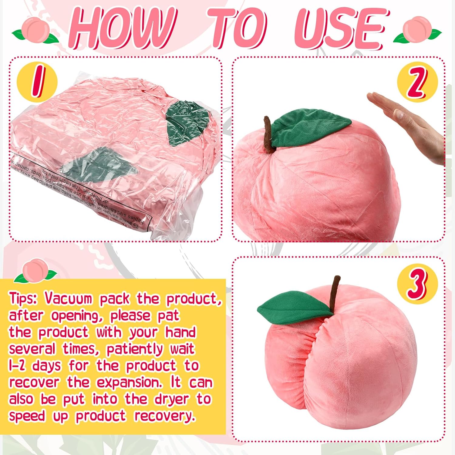Beeveer Peach Plush Pillow Cute Hugging Toy