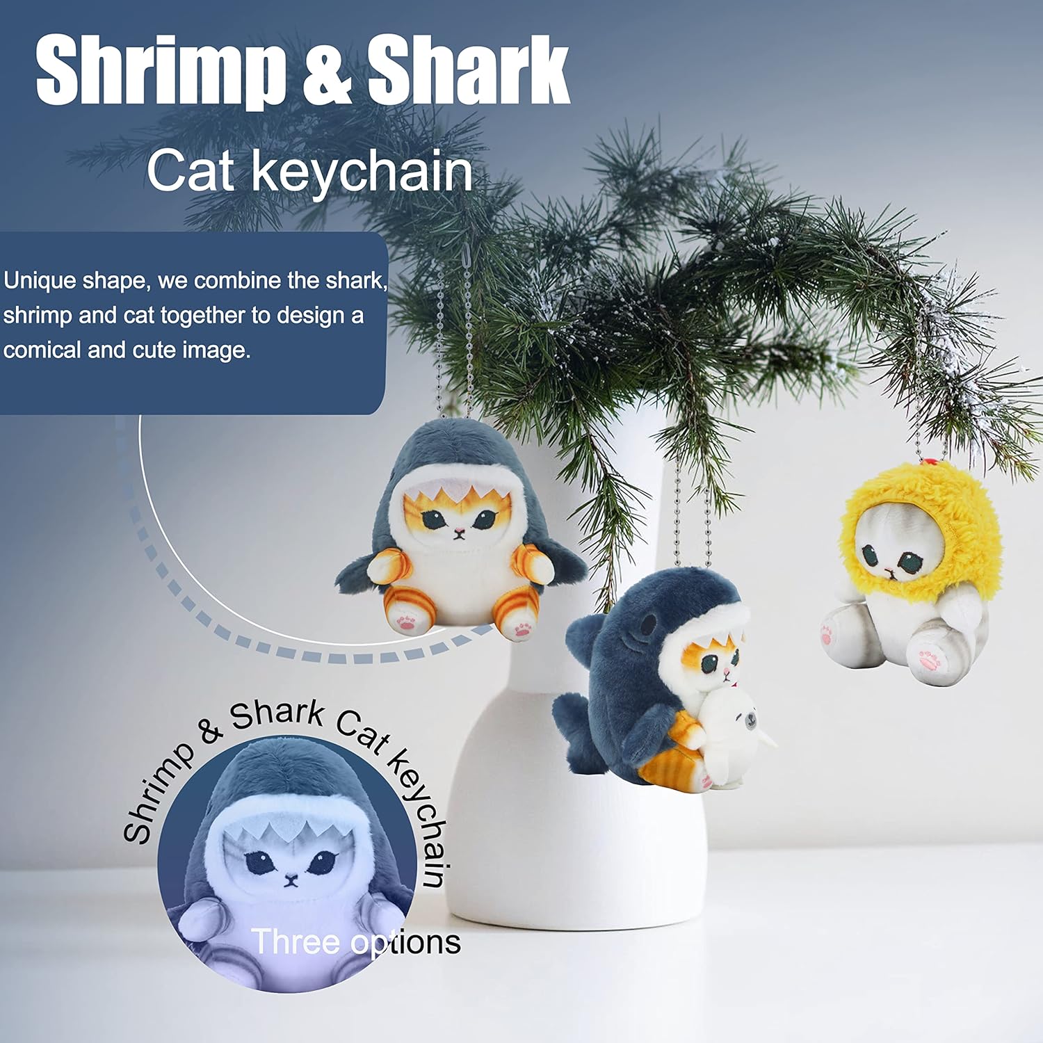 CNAANA Kawaii Shark Cat Plush Toy 20cm Soft Pillow for Kids