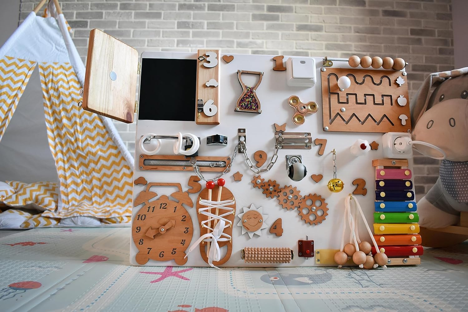Handmade Toddler Busy Board - Sensory Development Toy