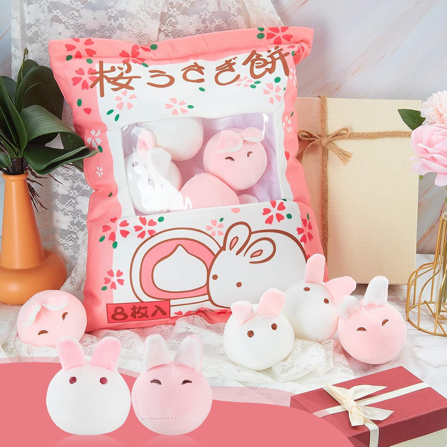 Civaner Kawaii Bunny Plush Pillow Decor