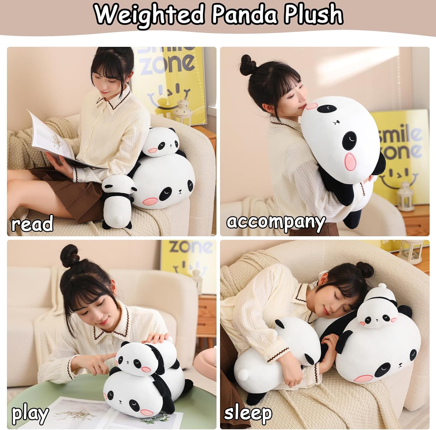 SQEQE Weighted Panda Plush 98 Inch 08 Lbs Comfortable Pillow Toy