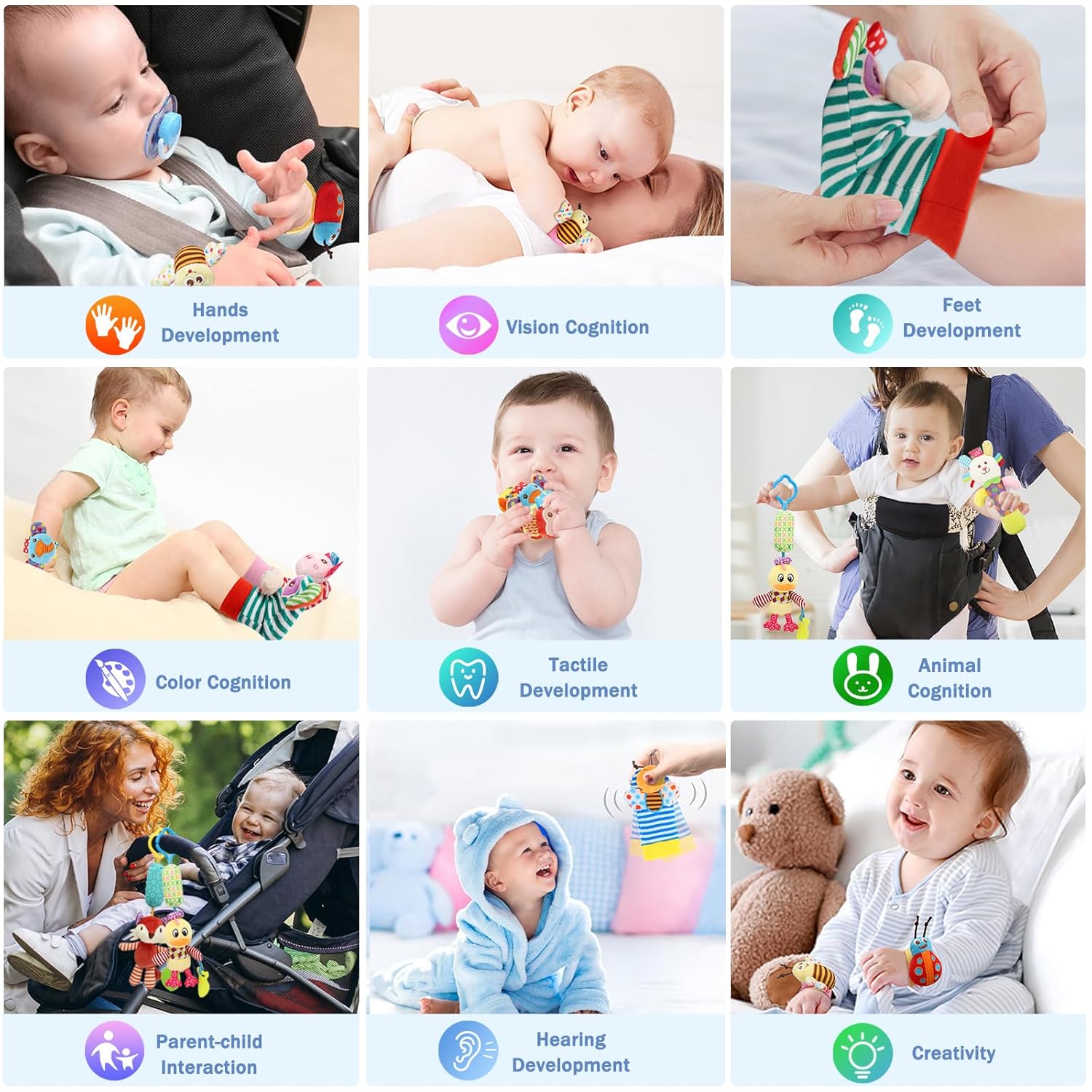 BLOOBLOOMAX Wrist Rattle Sock Set 12pcs Baby Toy