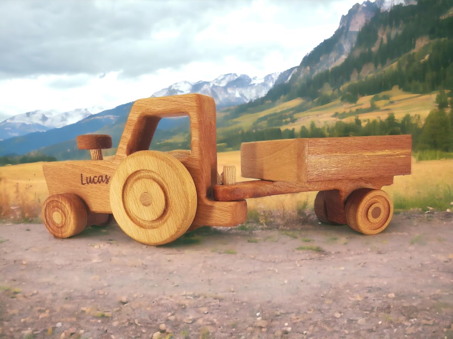 Personalized Wooden Tractor Toy For Boys - Farm Playset