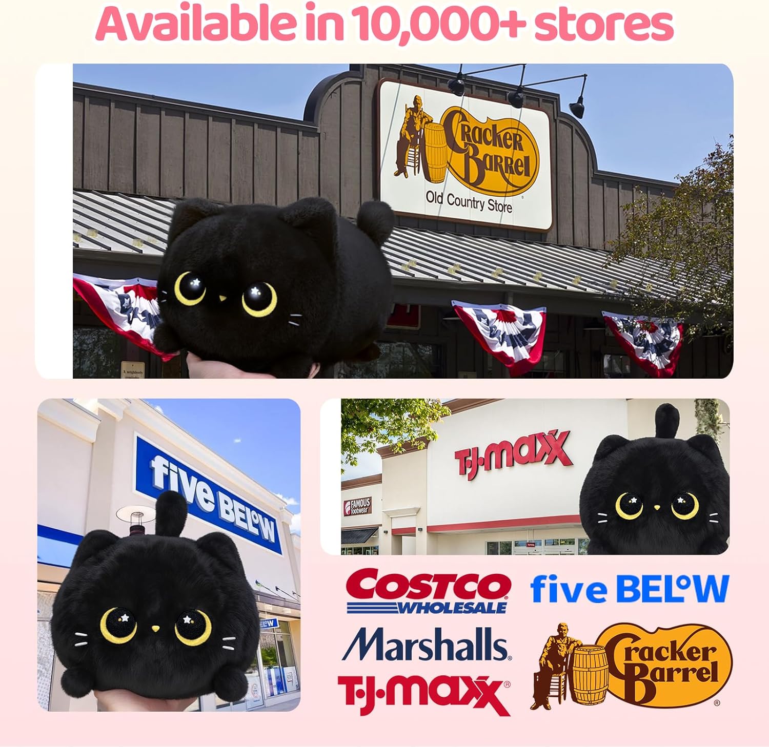 Soft Black Cat Plush Pillow Toy 8 Inch 1