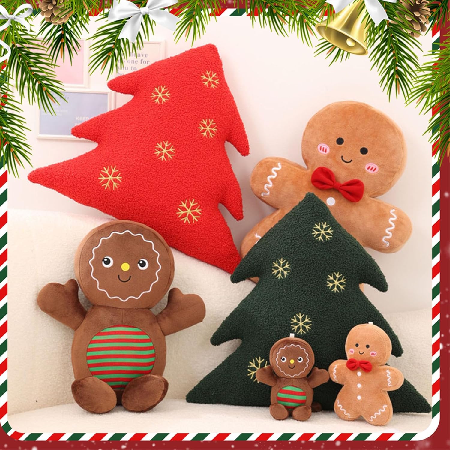 Christmas Gingerbread Man Plush Pillow Decor 1