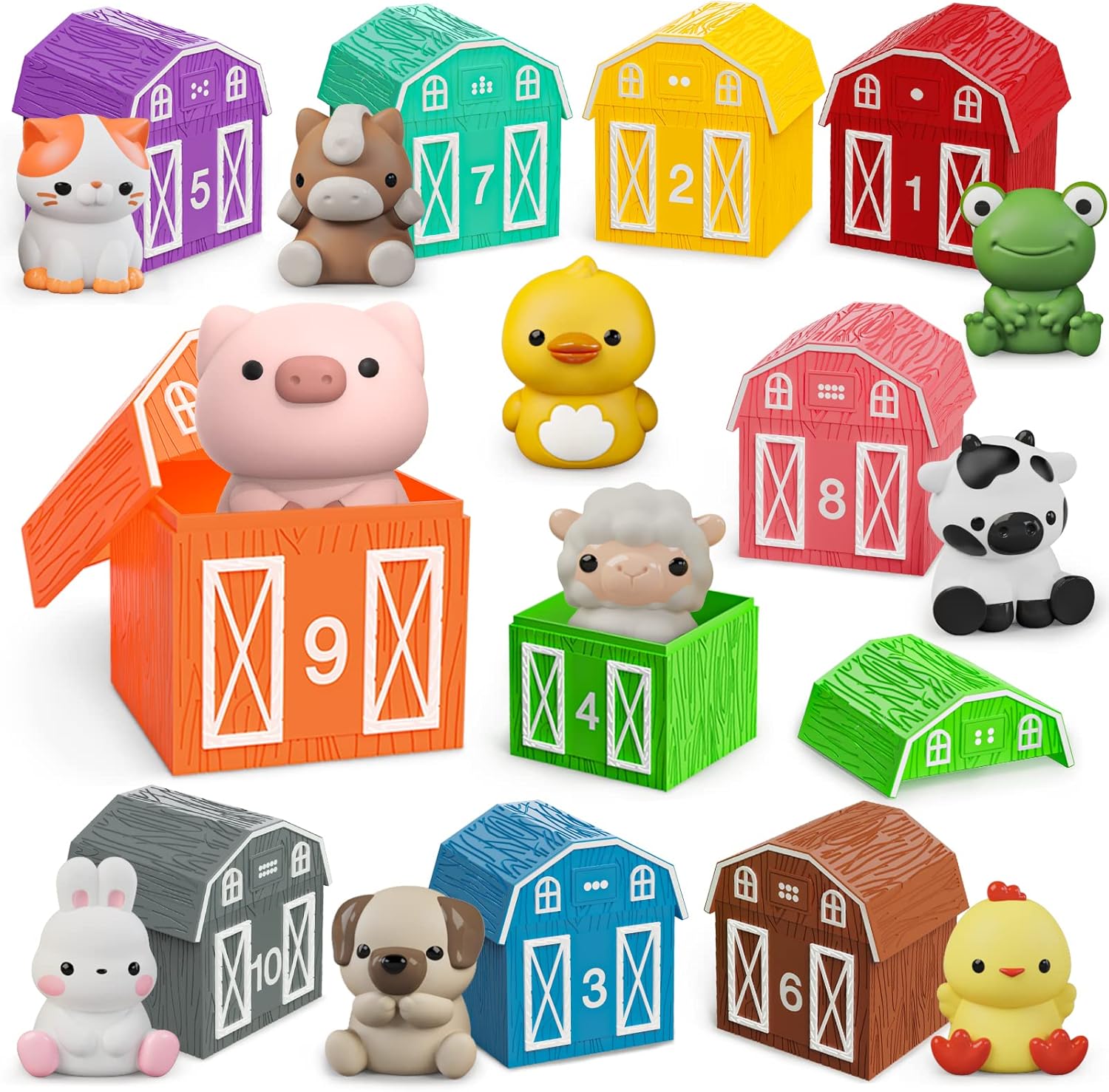 AuroTops Farm Animals Learning Toy Set for 1-3 Year Olds