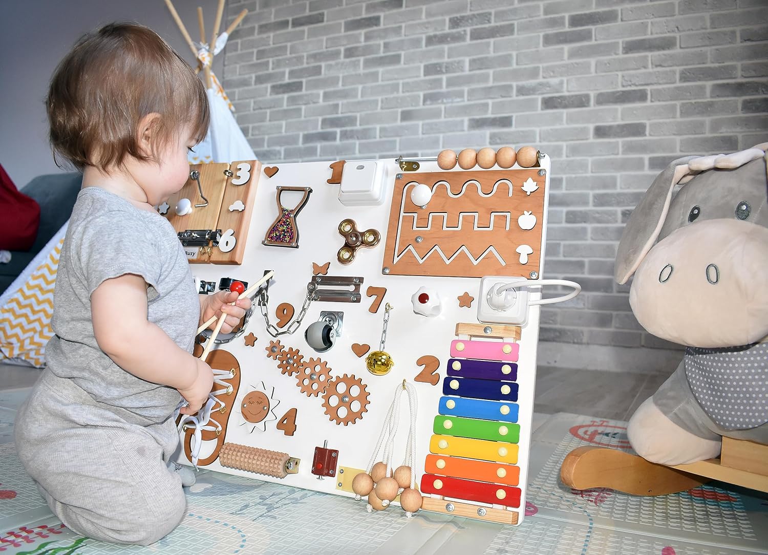 Handmade Toddler Busy Board - Sensory Development Toy