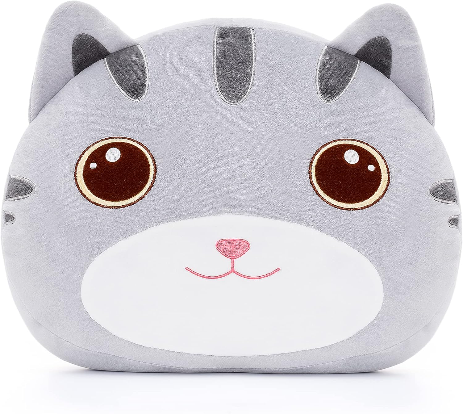 Cat Plush Pillow Toy for Kids Gray 15 Inches
